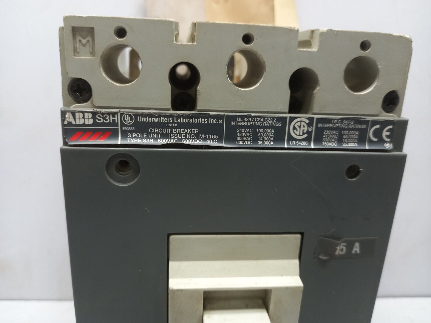 ABB S3H Circuit Breaker 15A 3P 600VAC 600VDC