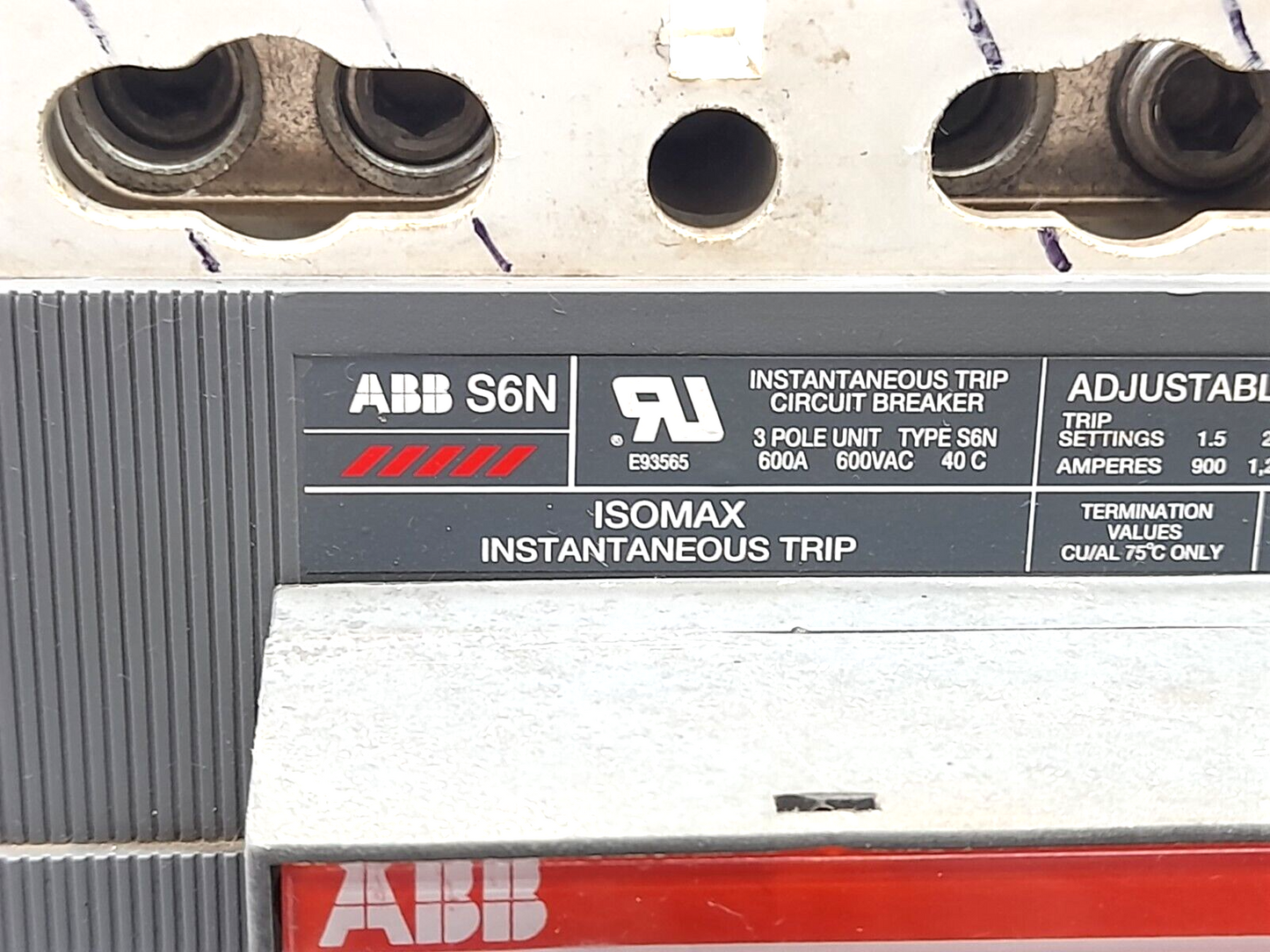 ABB Sace S6 S6N 3 Pole Circuit Breaker Sace PR211 In 600A