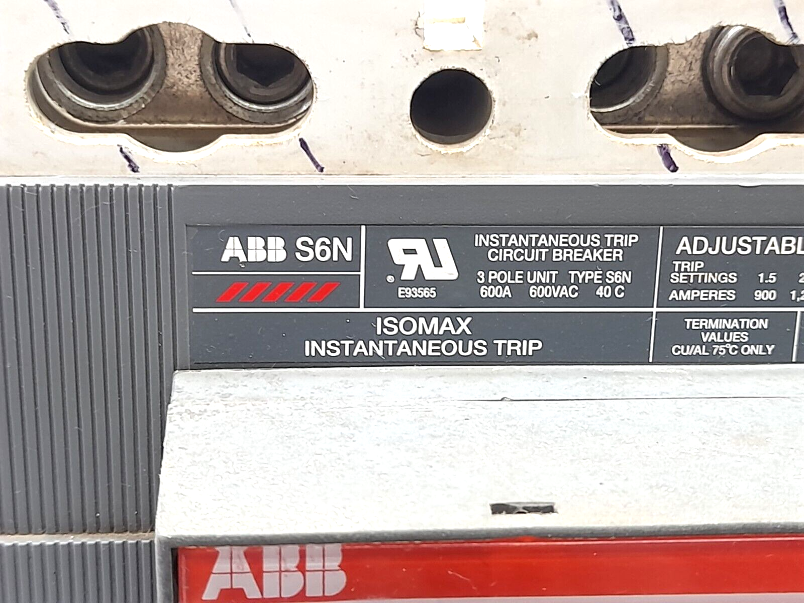 ABB Sace S6 S6N 3 Pole Circuit Breaker Sace PR211 In 600A