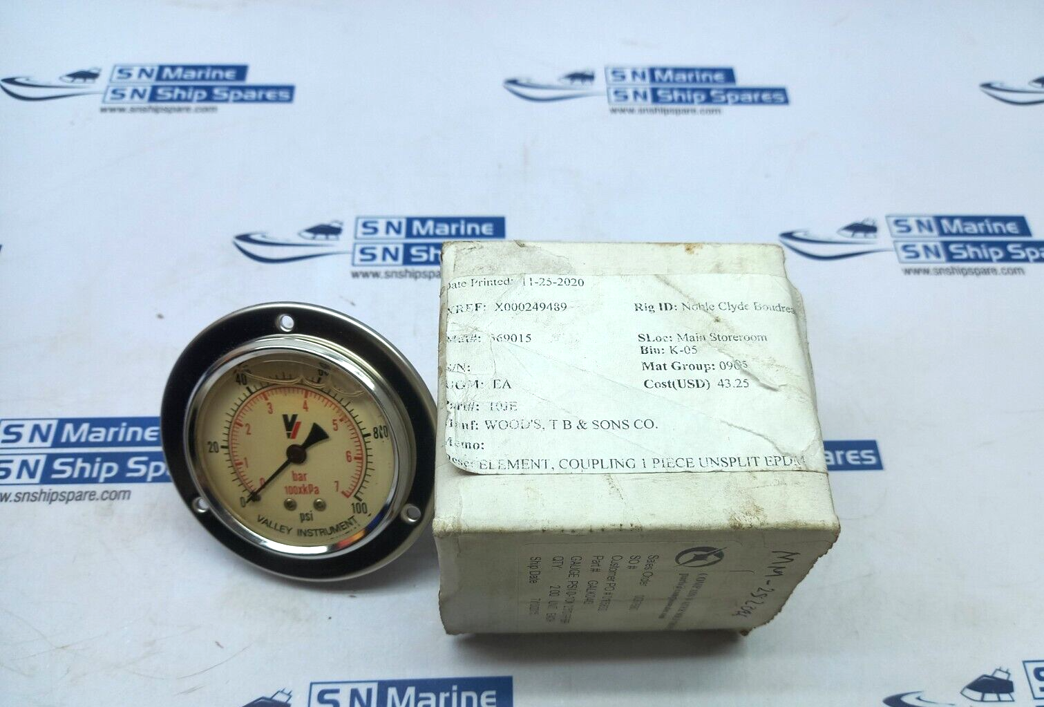 Valley Instruments GALK 0463 Liquid Filled Pressure Gauges 0-100Psi 0-7Bar