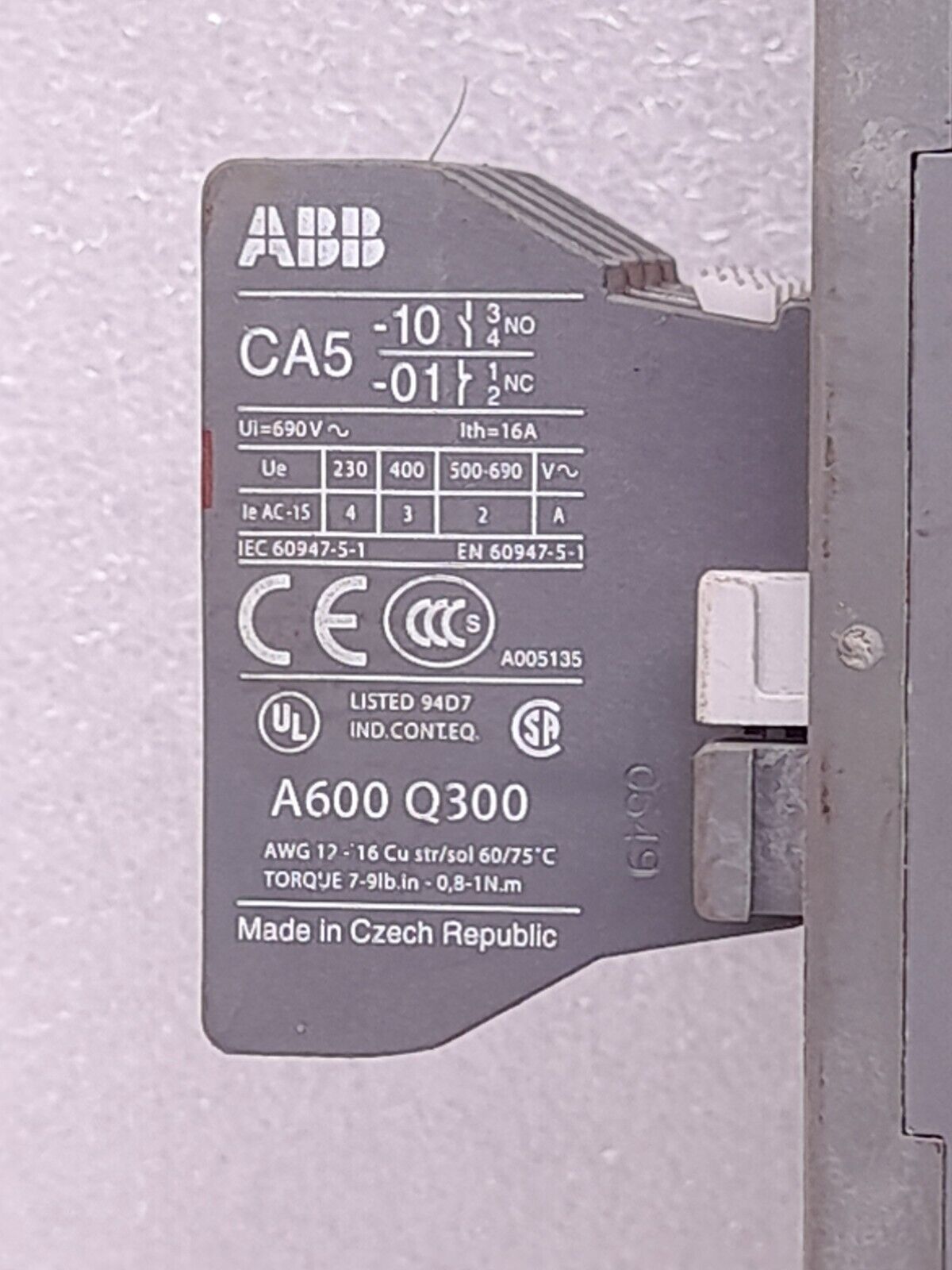 ABB A50 Contactor With TA75DU-42 Thermal Overload Relay 29-42A CA5-10 CA5-01
