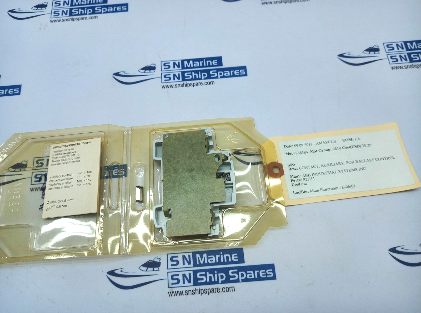 ABB S2H11 Auxiliary Contact Block For Ballast Controls