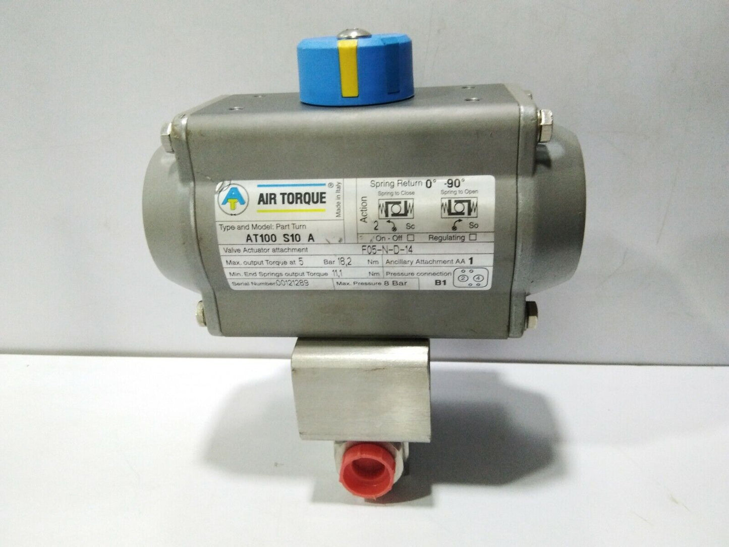AIR TORQUE AT100S10A PNEUMATIC VALVE ACTUATOR WITH OLIVER VALVES B6FX38S/ACT-SR