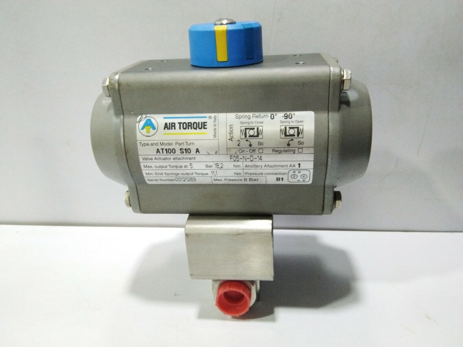 AIR TORQUE AT100S10A PNEUMATIC VALVE ACTUATOR WITH OLIVER VALVES B6FX38S/ACT-SR