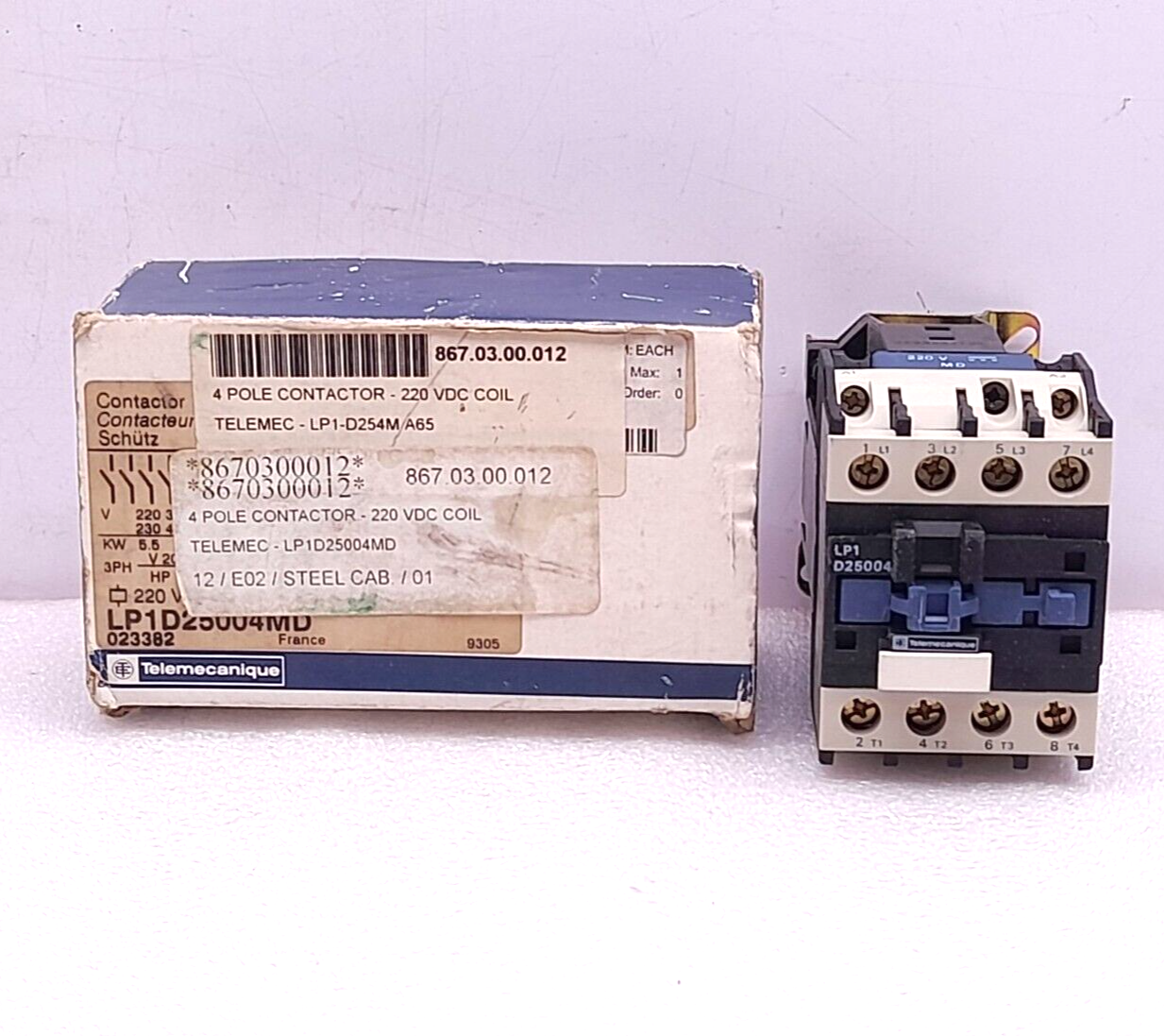 Telemecanique LP1D25004MD Contactor LP1 D25004 4P Ith 40A Coil MD 220VDC