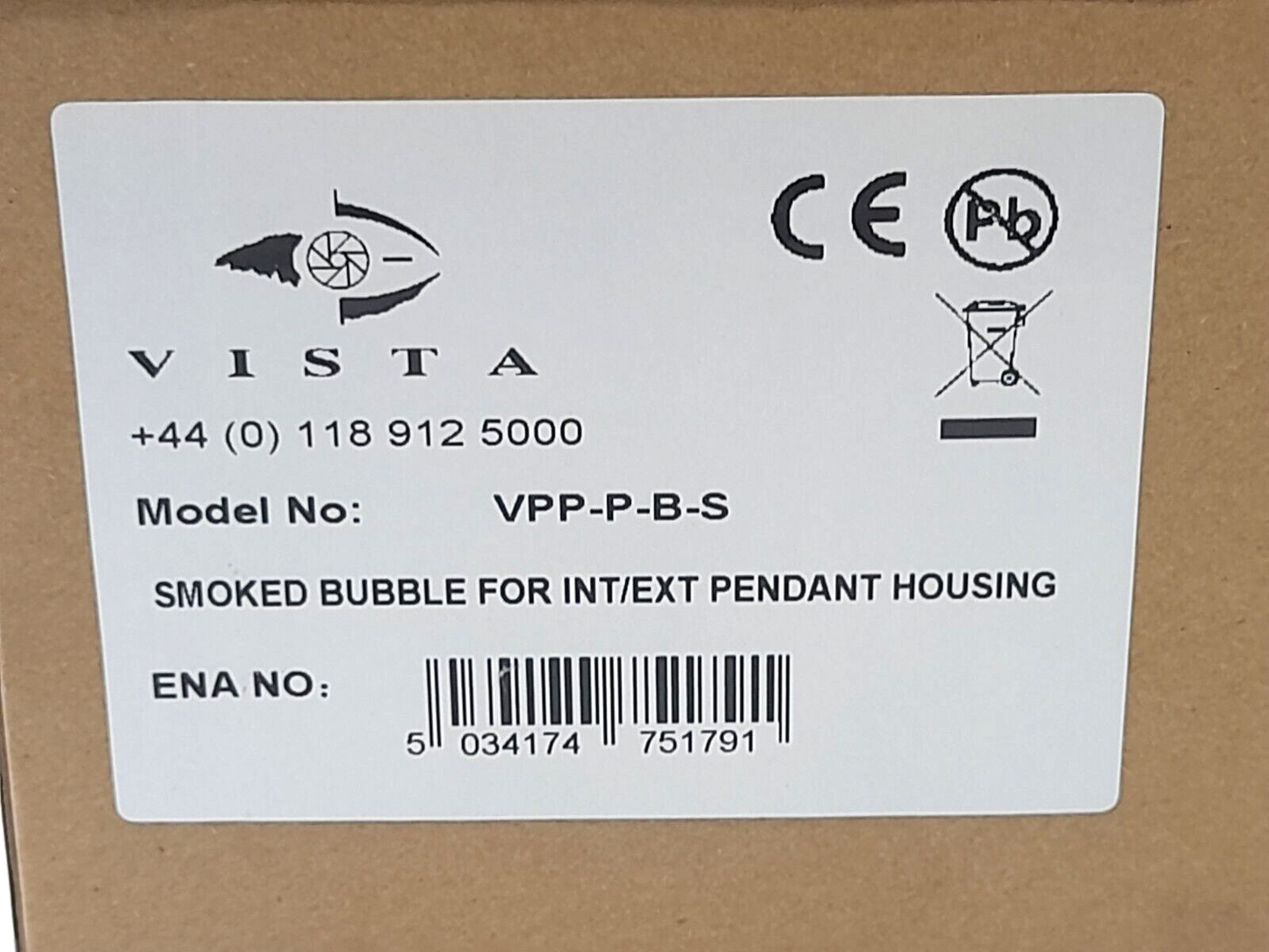 Vista VPP-DUMMY-DP-S Dummy Int Pendant Housing With Smoked Bubble