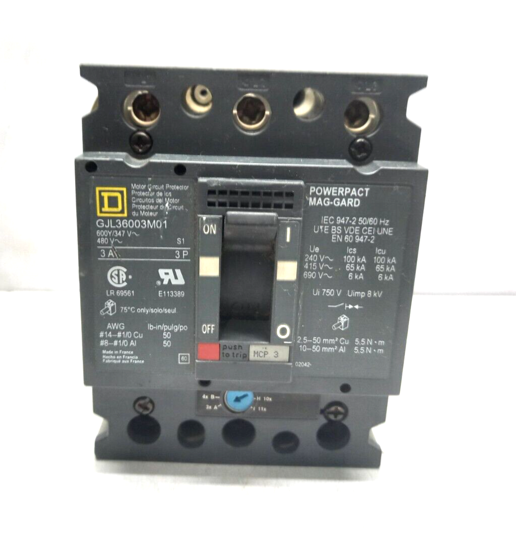 Square D GJL36003M01 Motor Circuit Protector Circuit Breaker 3A 3P