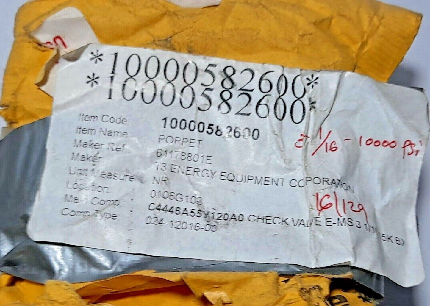 T3 Energy Equipment 61178801E Poppet 20385928
