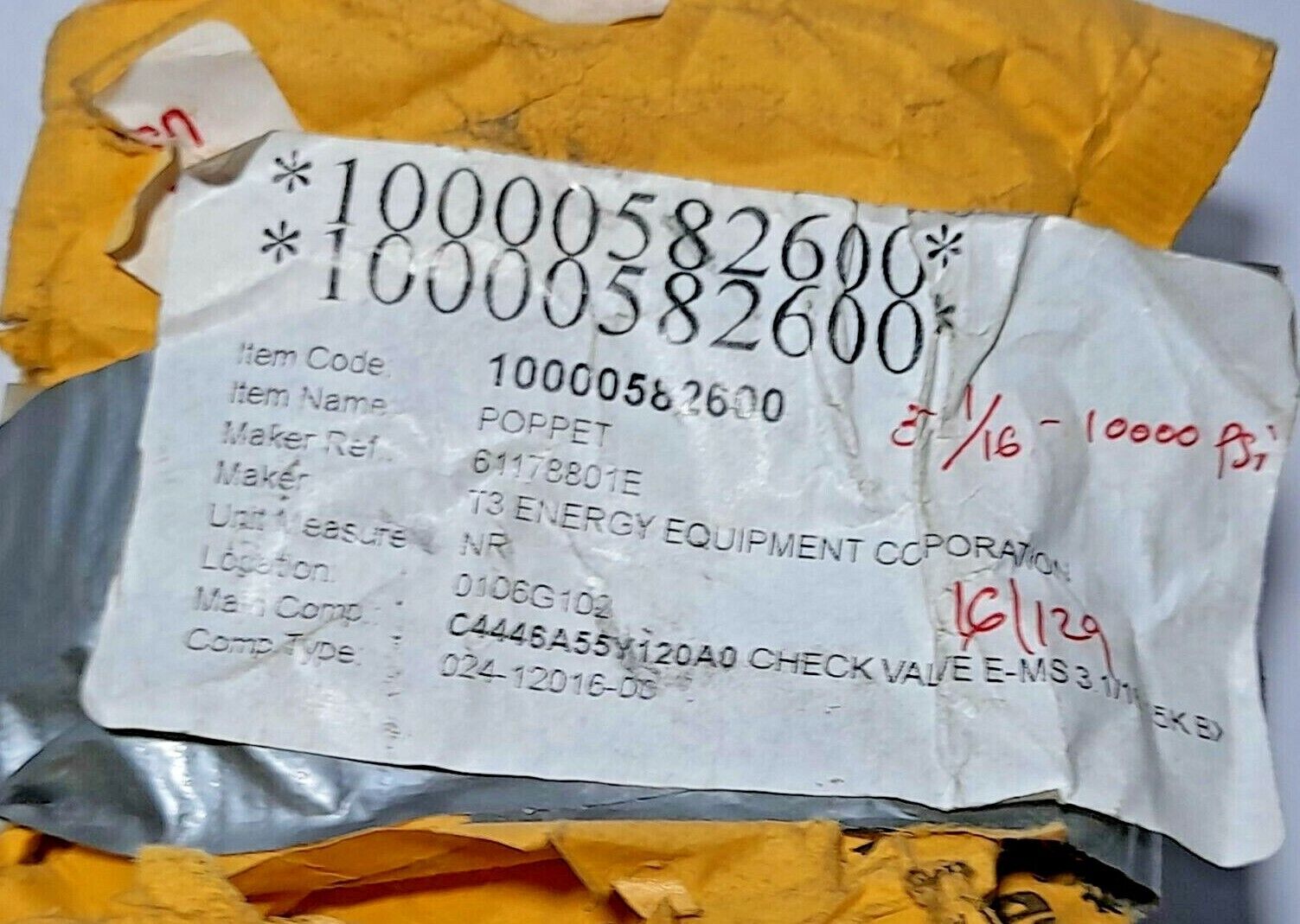 T3 Energy Equipment 61178801E Poppet 20385928