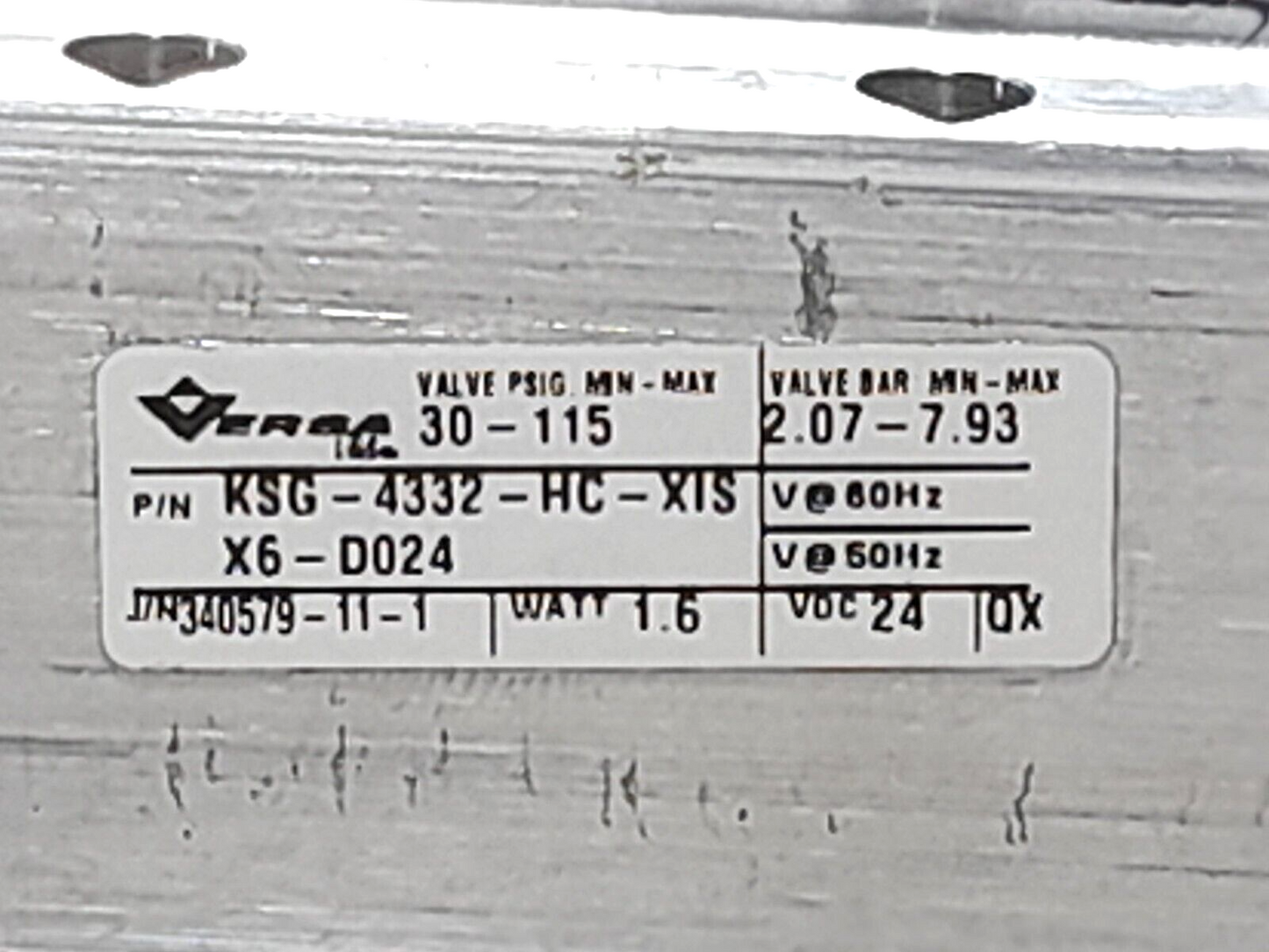 Versa KSG-4332-HC-XISX6-D024 Four-Way Valve EN-3198-22-XISX6-D024 24VDC 1.6W