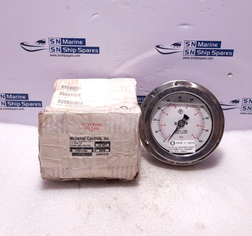 McDaniel Controls 0-1000 PSI 0-70 Bar ¼” NPT Pressure Gauge NOV Shaffe ...