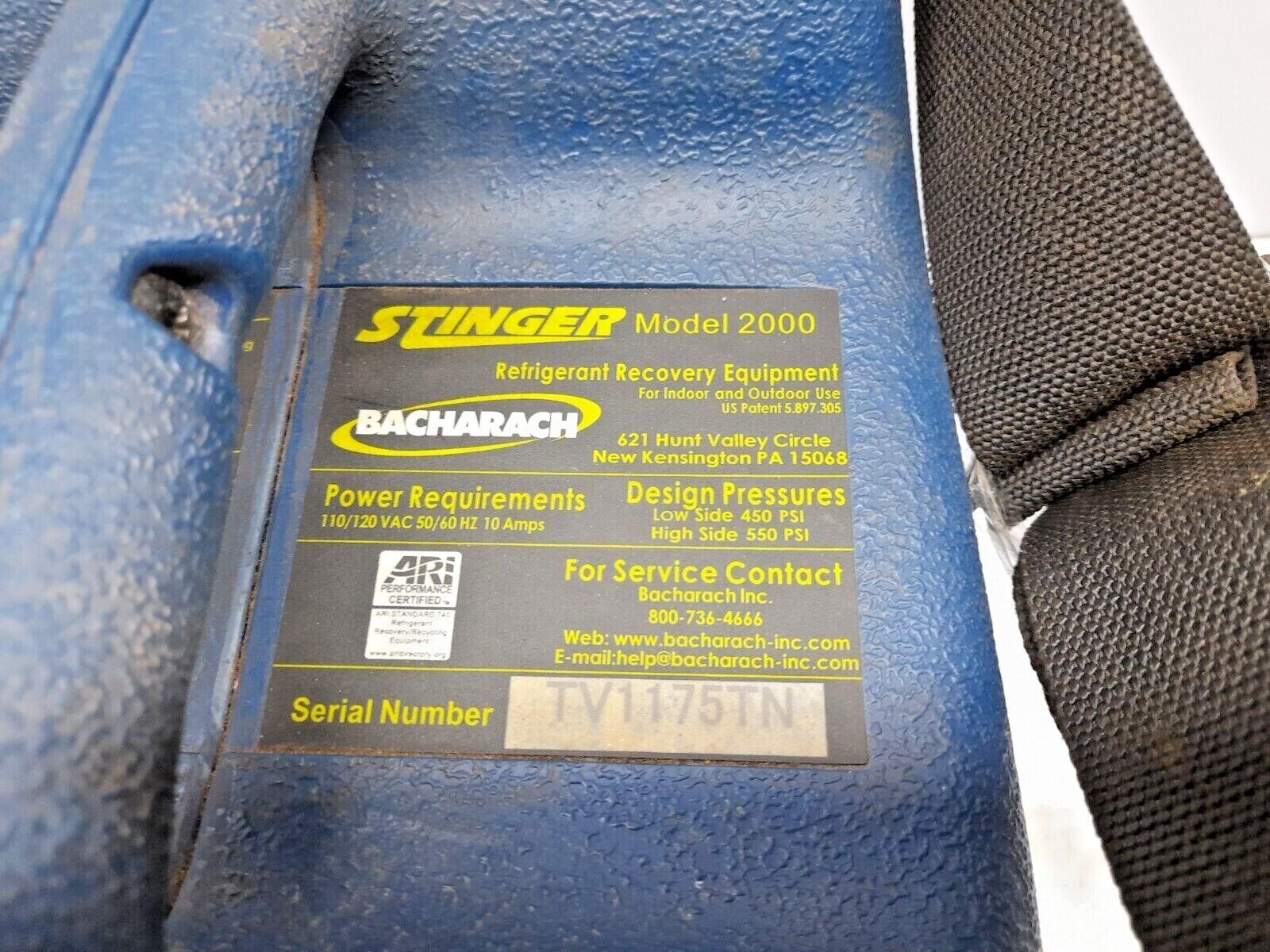 Bacharach Stinger Model 2000 Refrigerant Recovery Equipment