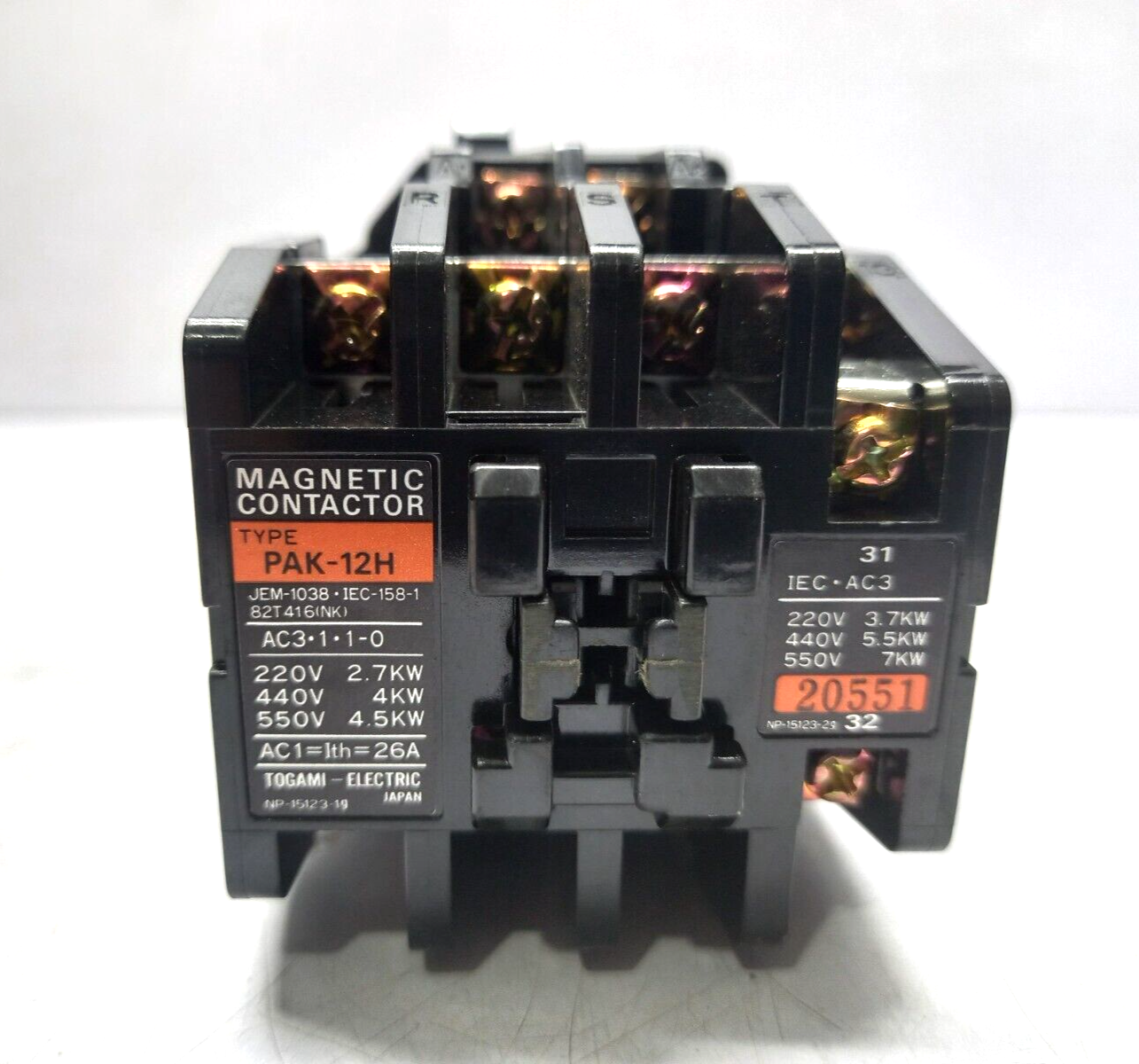 Togami PAK-12H Magnetic Contactor Ith 26A