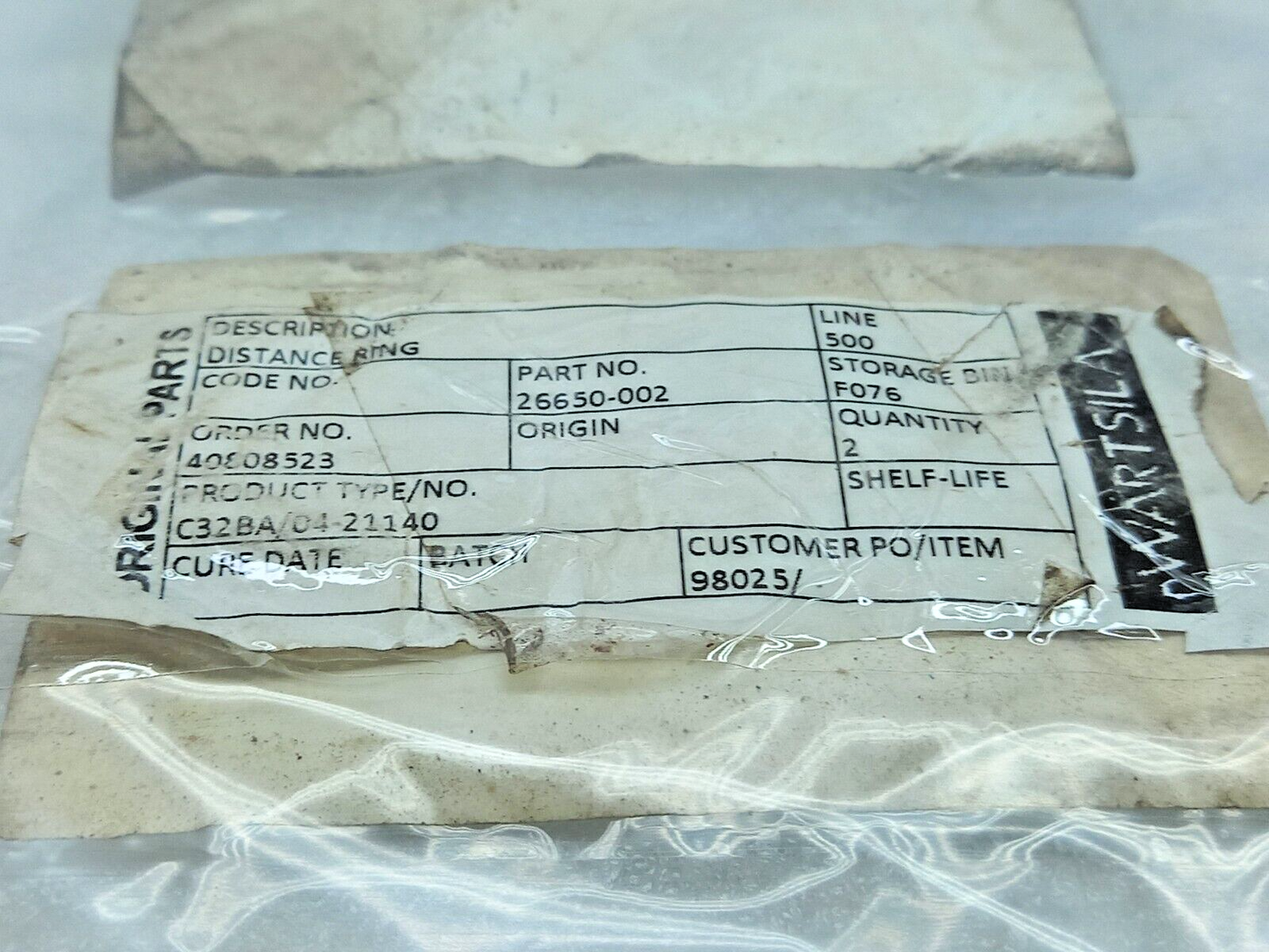 Wartsila 26650-002 Distance Ring SST POS NO.11 16-1035-00110 Hamworthy