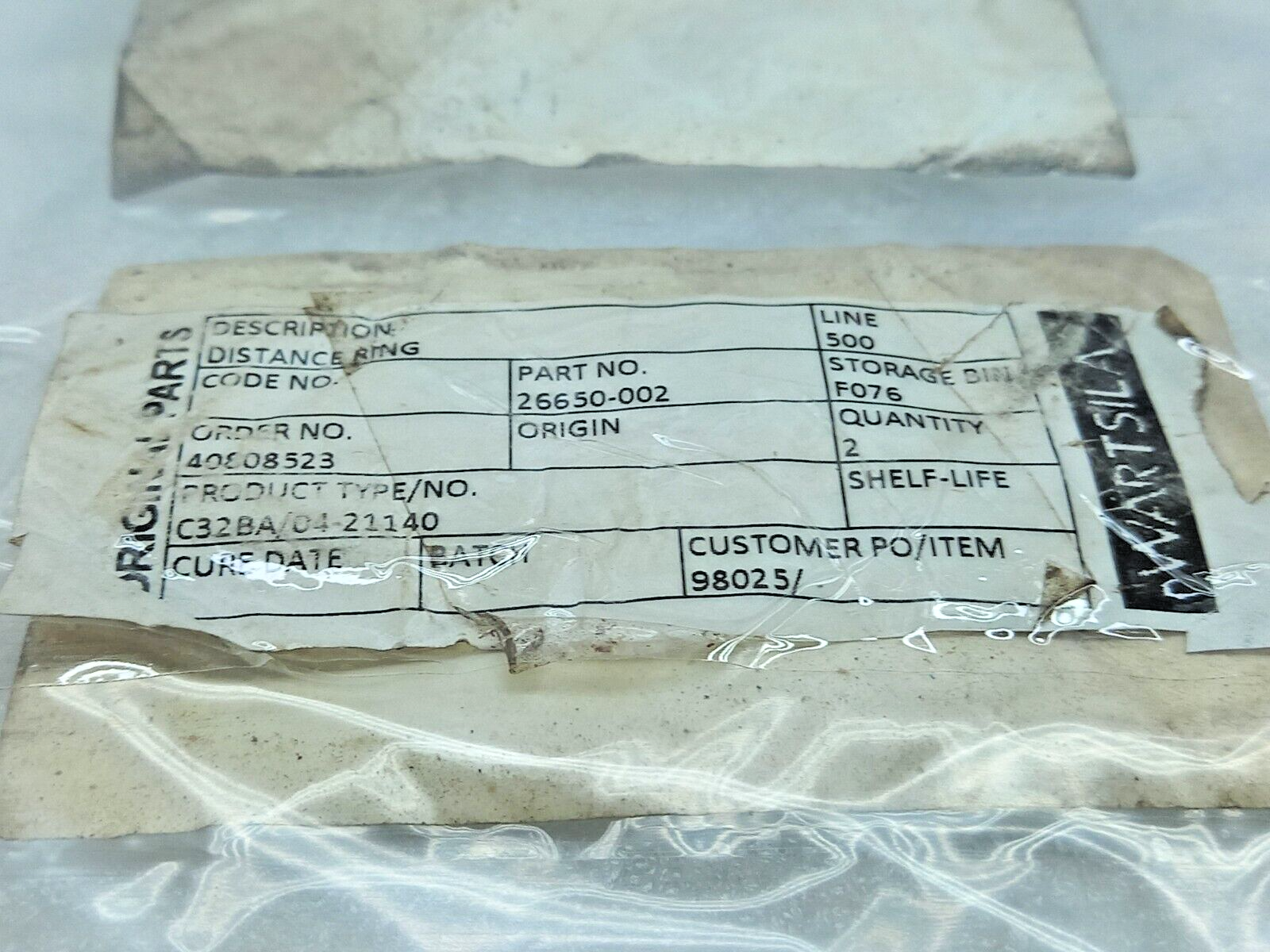 Wartsila 26650-002 Distance Ring SST POS NO.11 16-1035-00110 Hamworthy