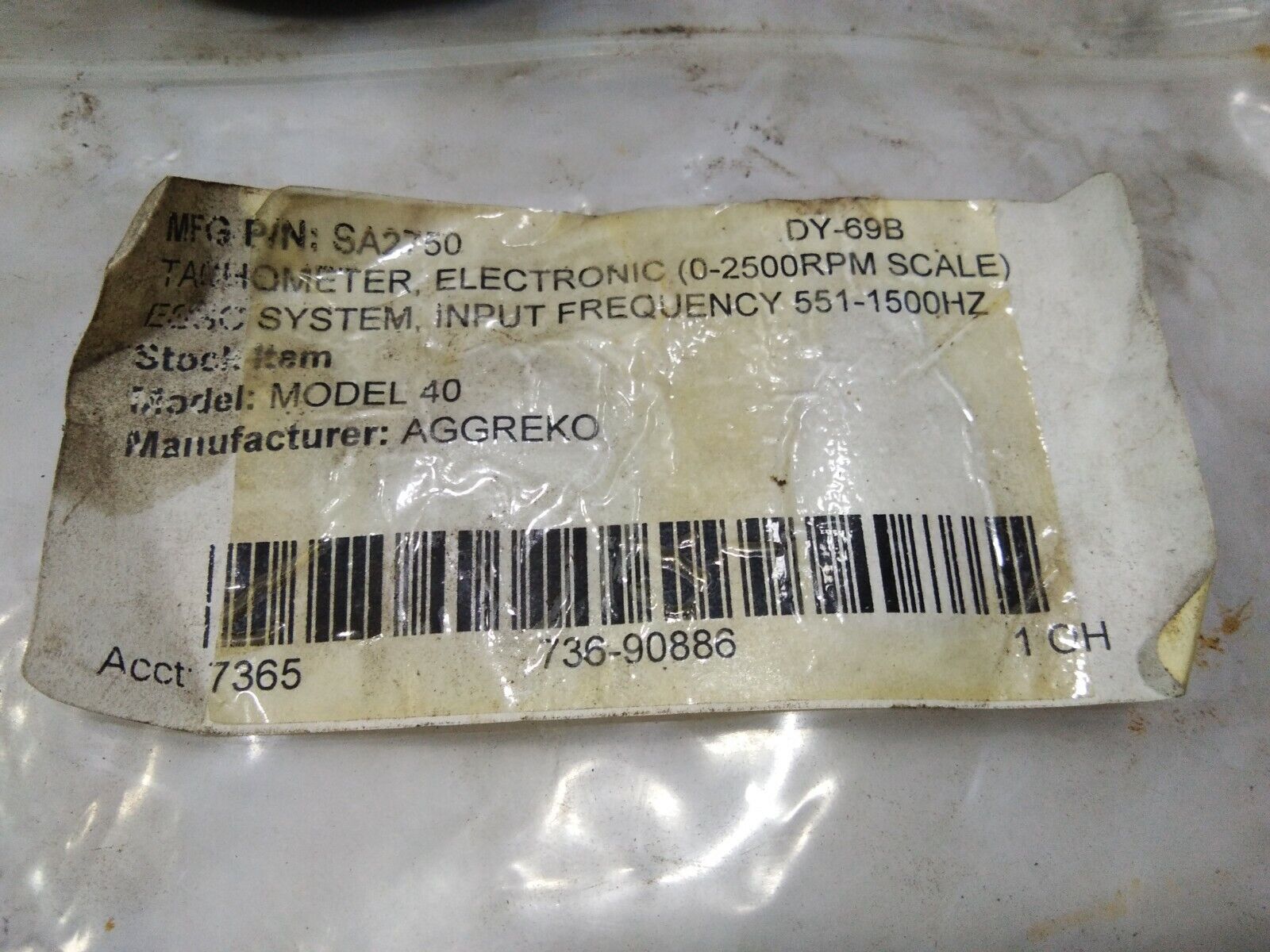 SYNCHRO-START SA-2750-A ELECTRONIC TACHOMETER MOD 40 0-25 *100 RPM 12-32V