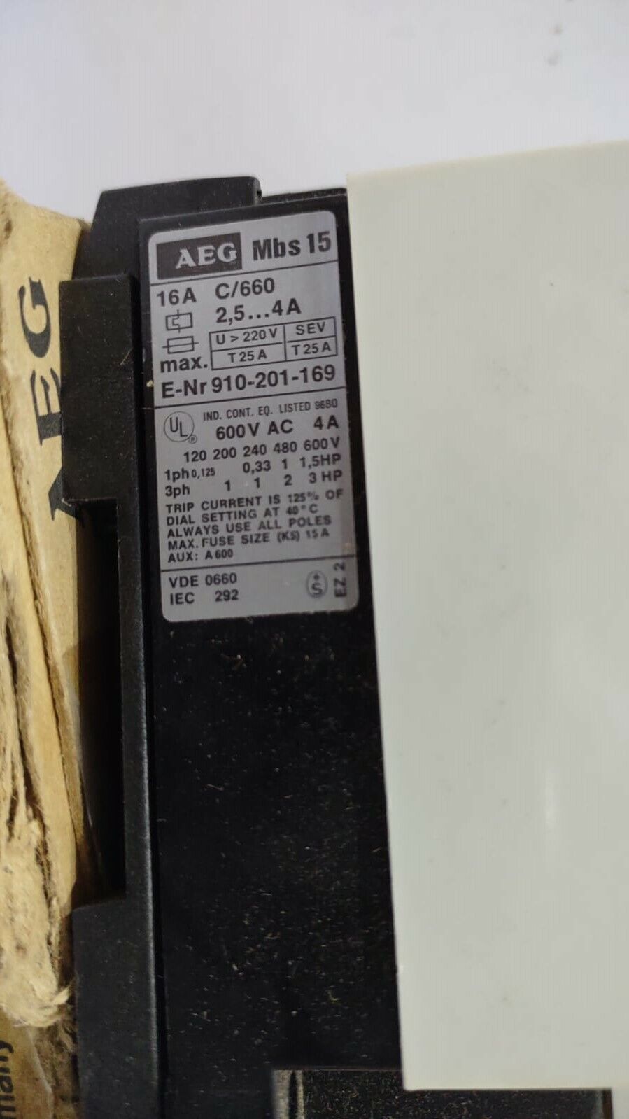 AEG Mbs 15 910-201-169 Motor Protection Circuit Breaker 16A