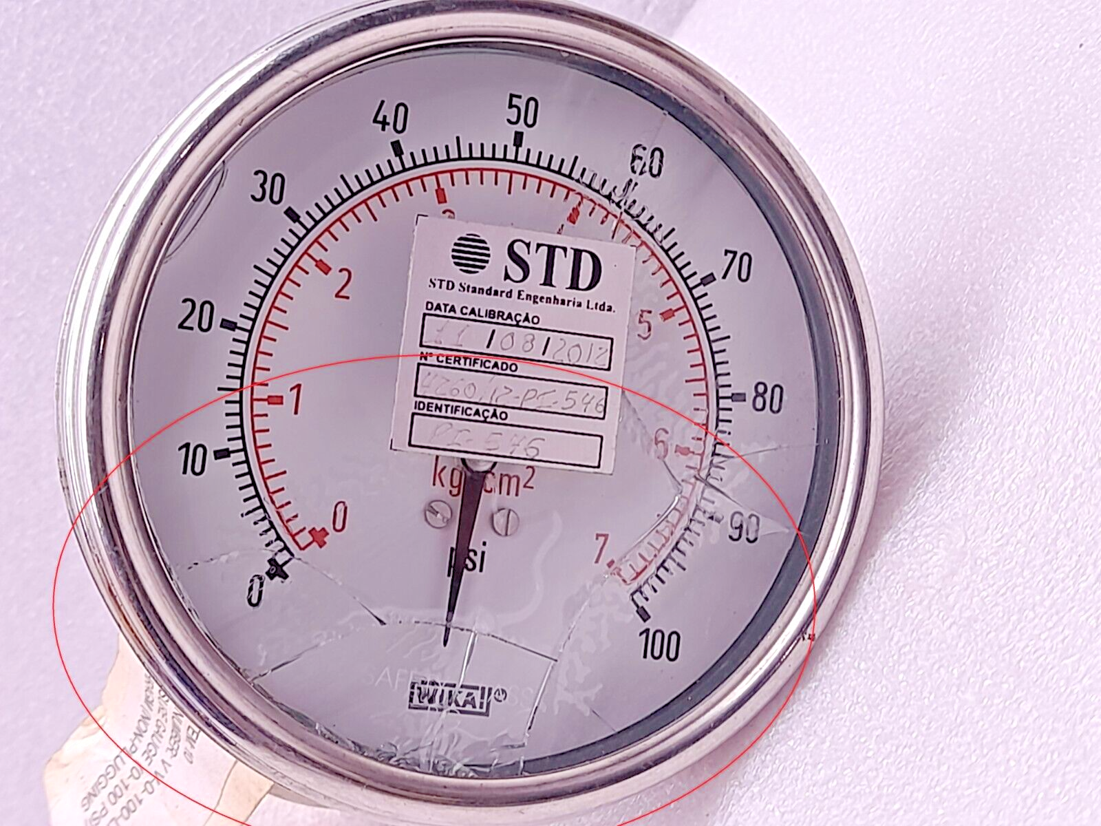 Wika VV-0100-LF Pressure Gauge Diaphragm Non-Plugging 1500MWP KN2-A 0-100Psi