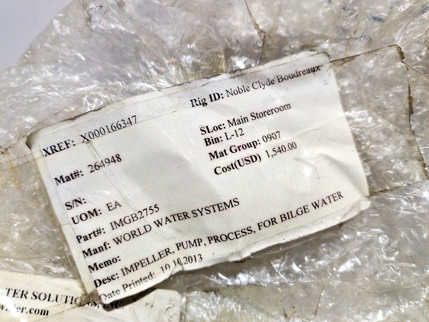 World Water IMGB2755 Pump Process Impeller For Blige Water