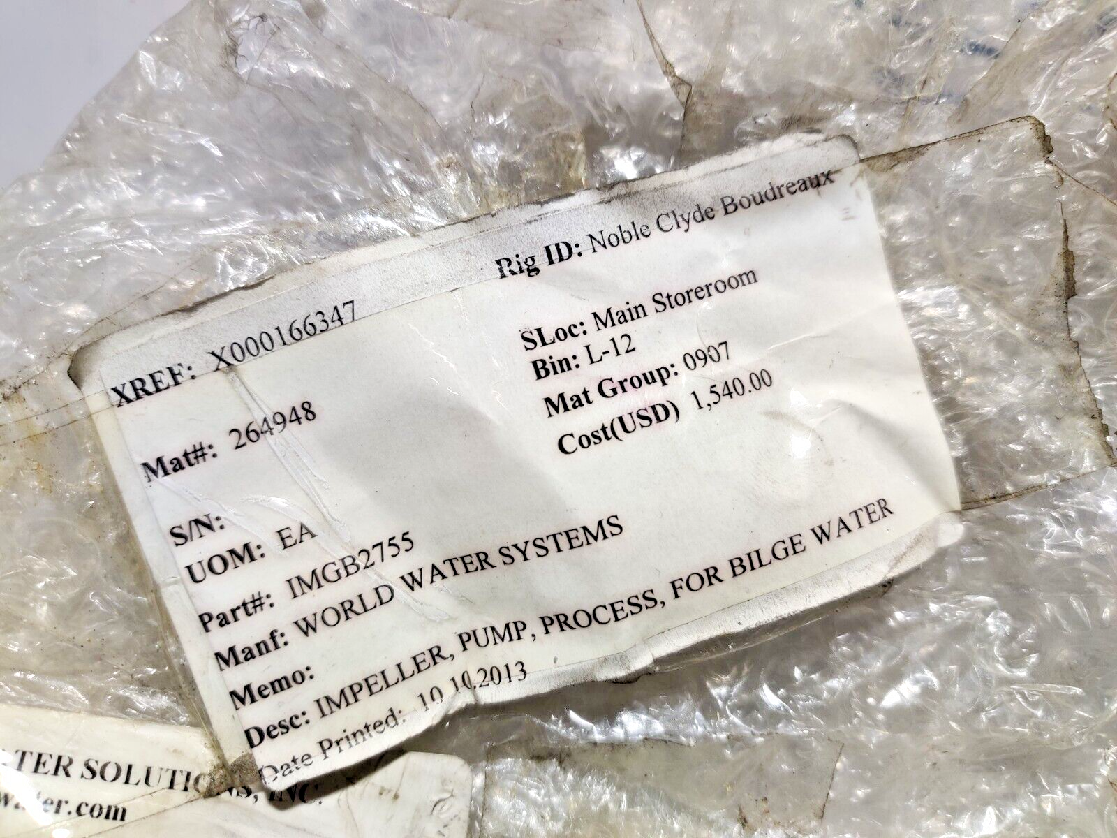 World Water IMGB2755 Pump Process Impeller For Blige Water