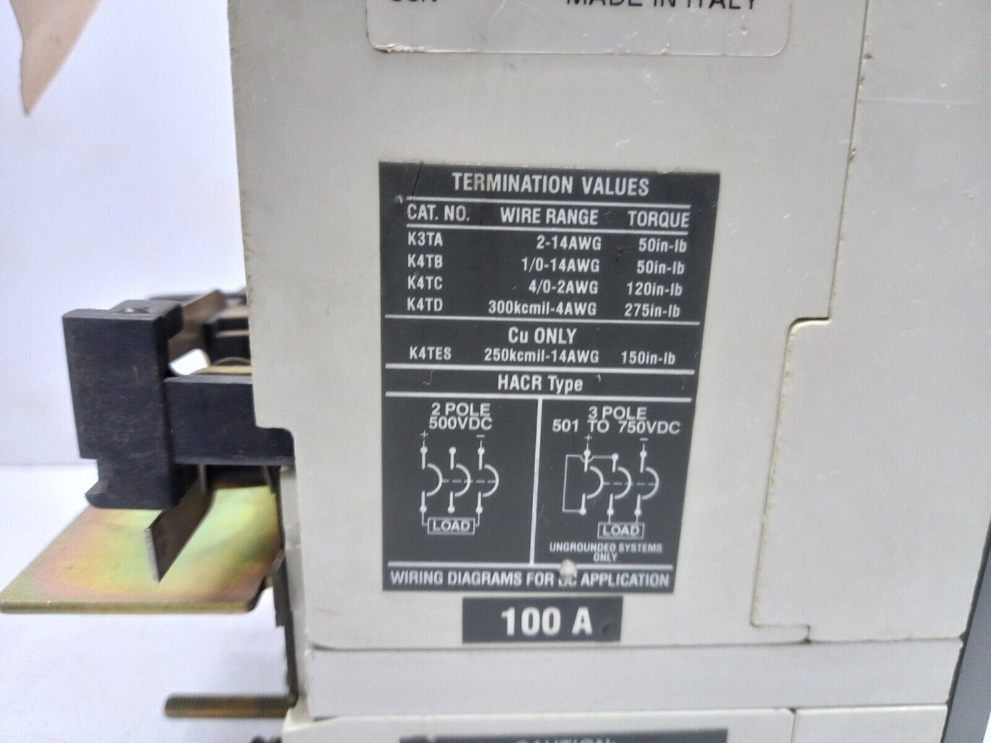 ABB S3H Circuit Breaker 100A 3P 600VAC 600VDC