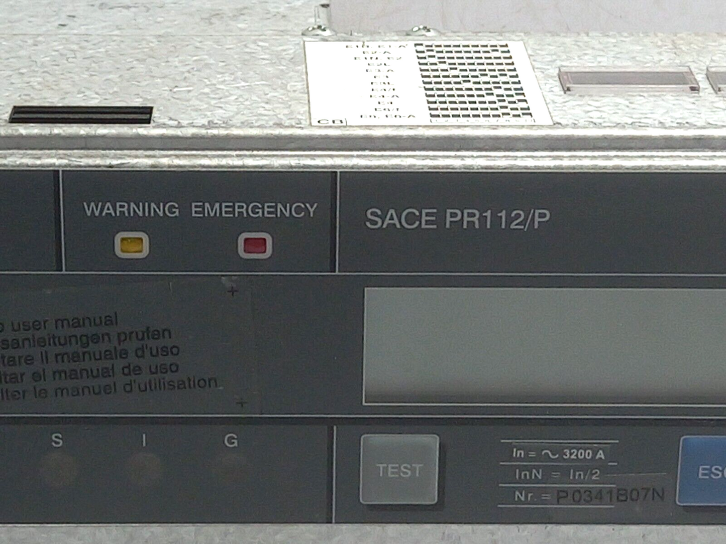 ABB SACE PR112/P Trip Unit 3200A