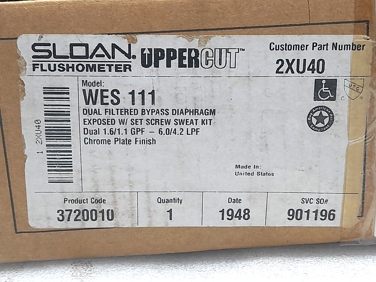 Sloan Flushometer WES 111 Dual Filtered Bypass Diaphragm WES111