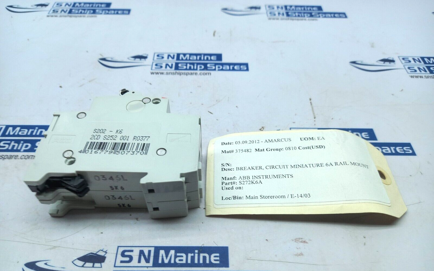 ABB S202K6A Minature Circuit Breaker 6A Rail Mount S272K6A