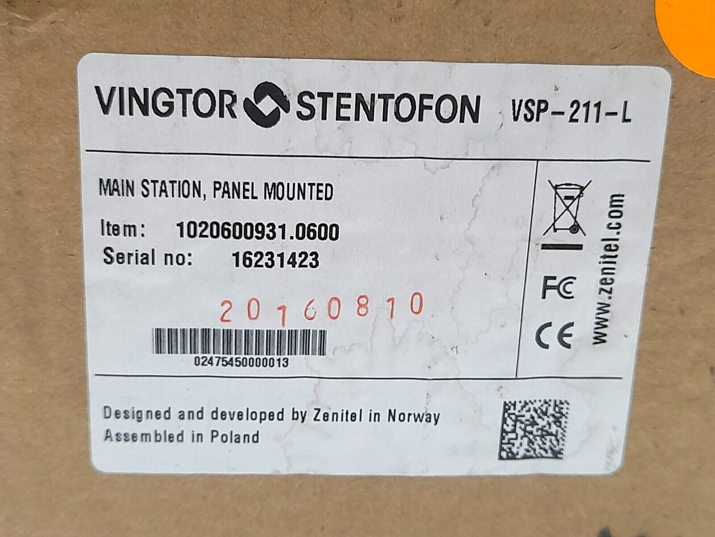 Zenitel Vingtor Stentofon VSP-211-L Soundpowered Telephone 1020600931.0600 Main