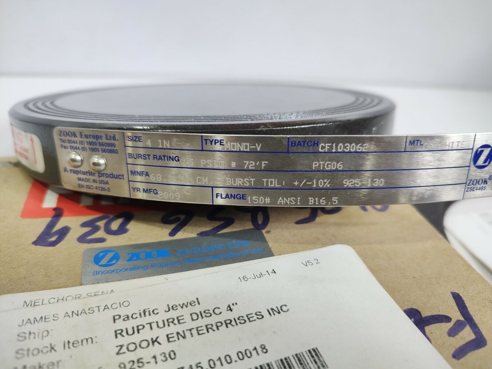 Zook Europe 4 In MONO-V Graphite Rupture Disk