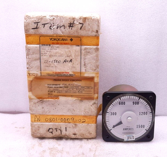 Yokogawa 103111FAZZ7WRD DB40 Ammeter 0-1 MADC 0-1500AC Amperes Ross Hill 0801-00