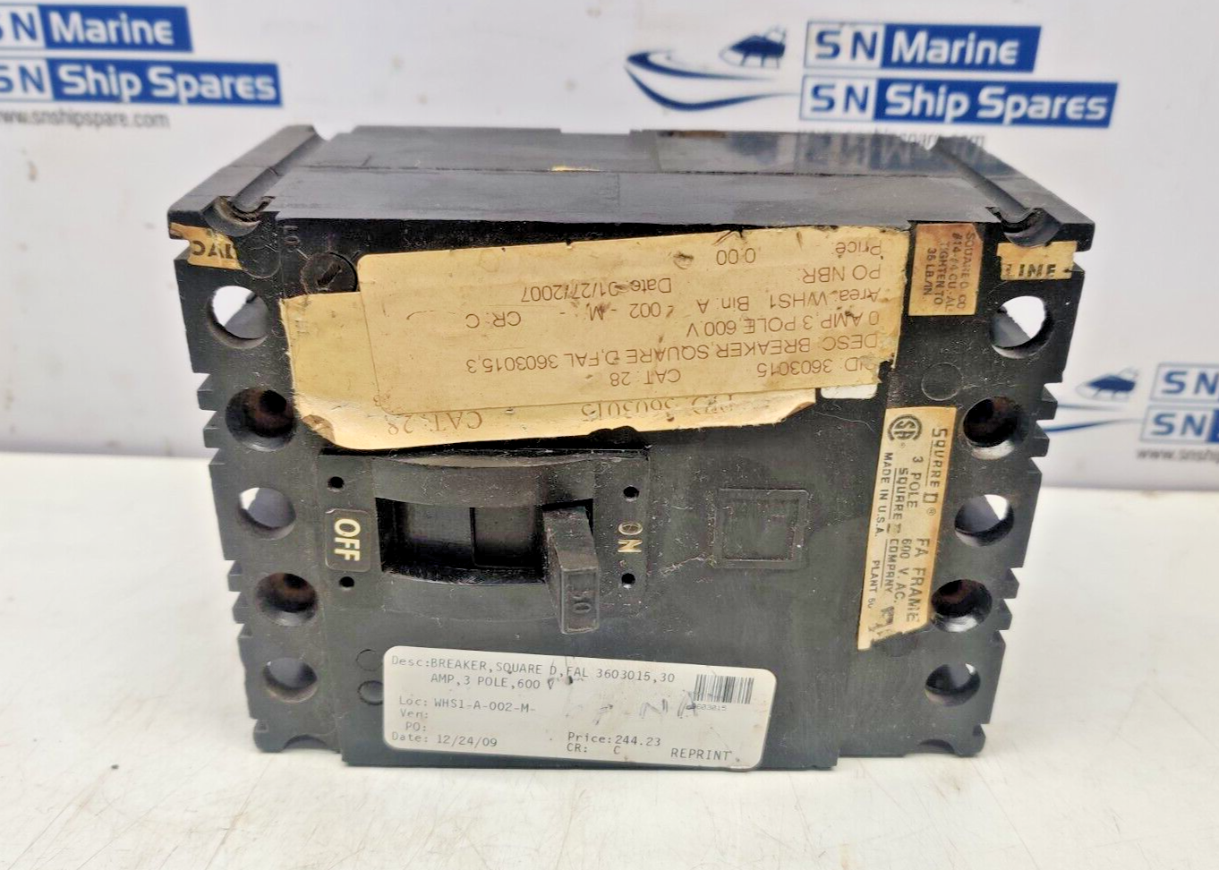 Square D 3603015N Circuit Breaker 3Pole 600VAC 30AMP