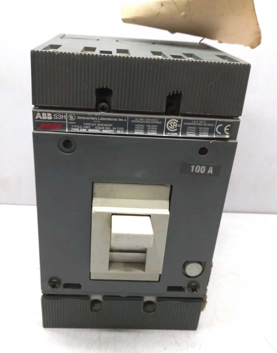 ABB S3H Circuit Breaker 100A 3P 600VAC 600VDC