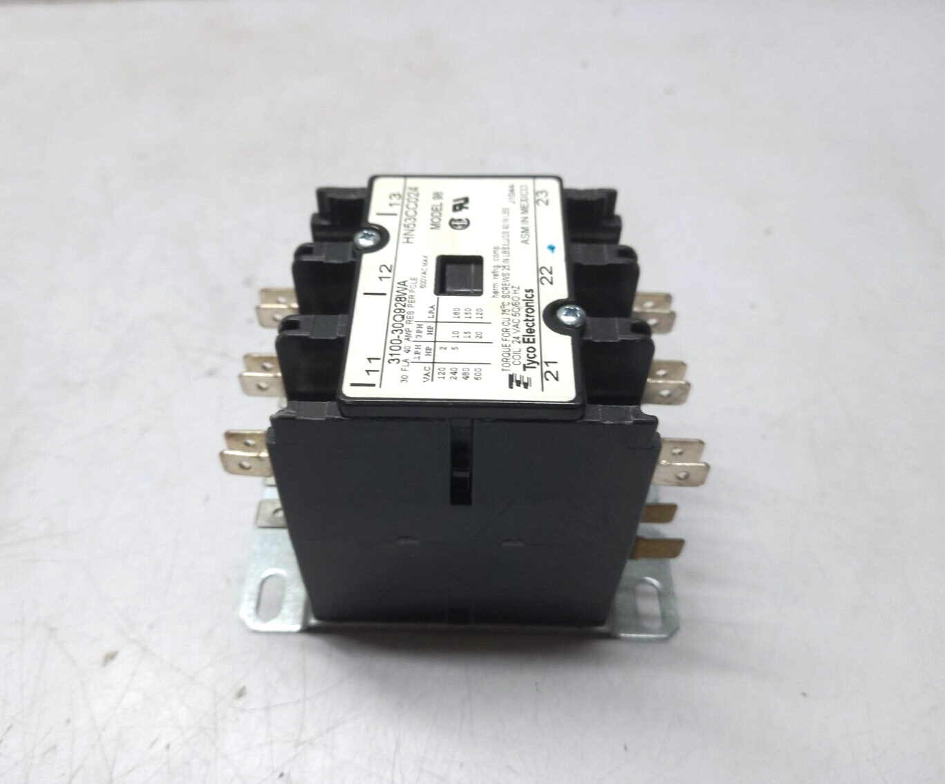 Tyco Electronics 3100-30Q928WA Contactor 30FLA 40AMP Model 98