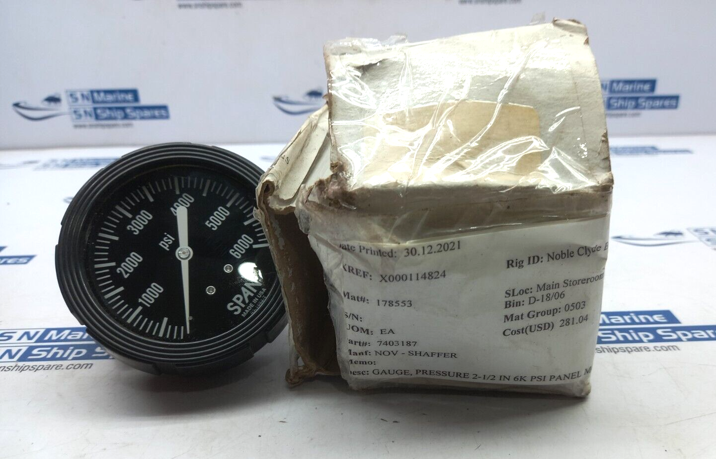 Span 02-1954-T Pressure Gauge 2-1/2 In 6K Psi Panel Nov-Shaffer 7403187