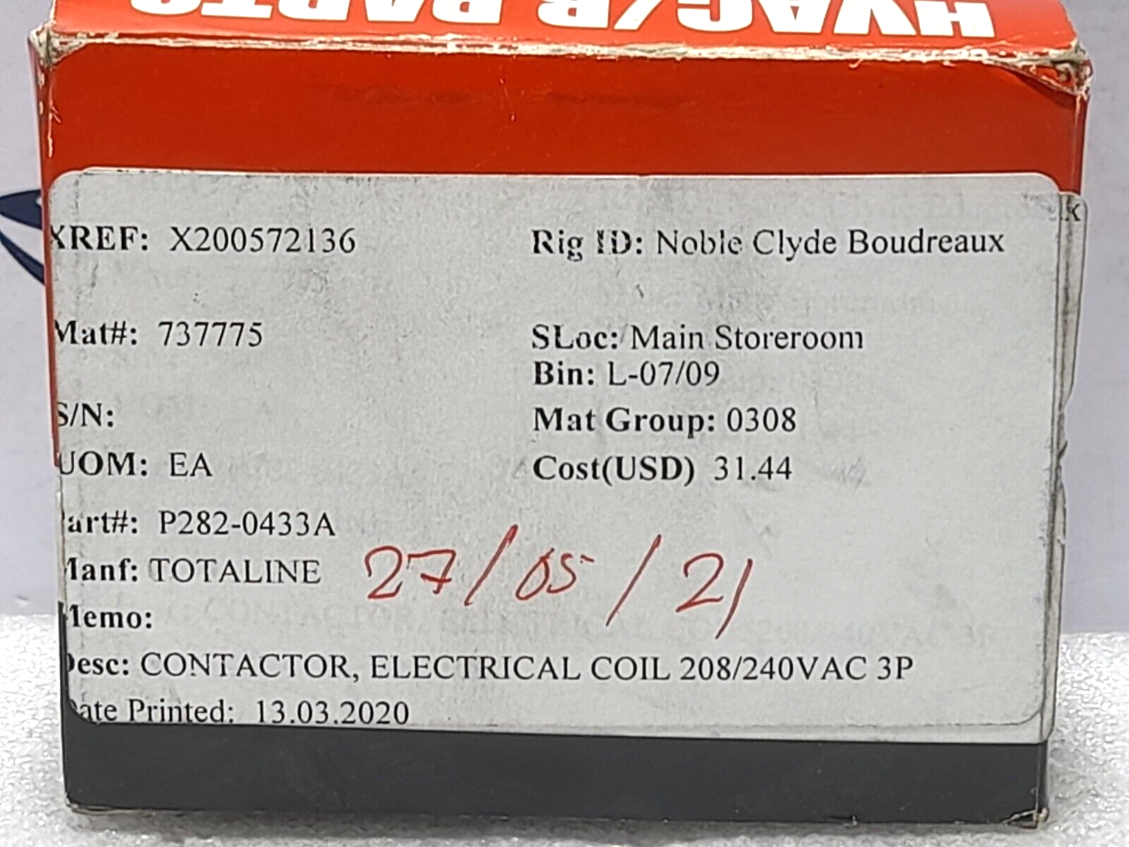Totaline P282-0433A Definite Purpose Contactor 3P 208/240VAC 50/60Hz 40FLA 50A R