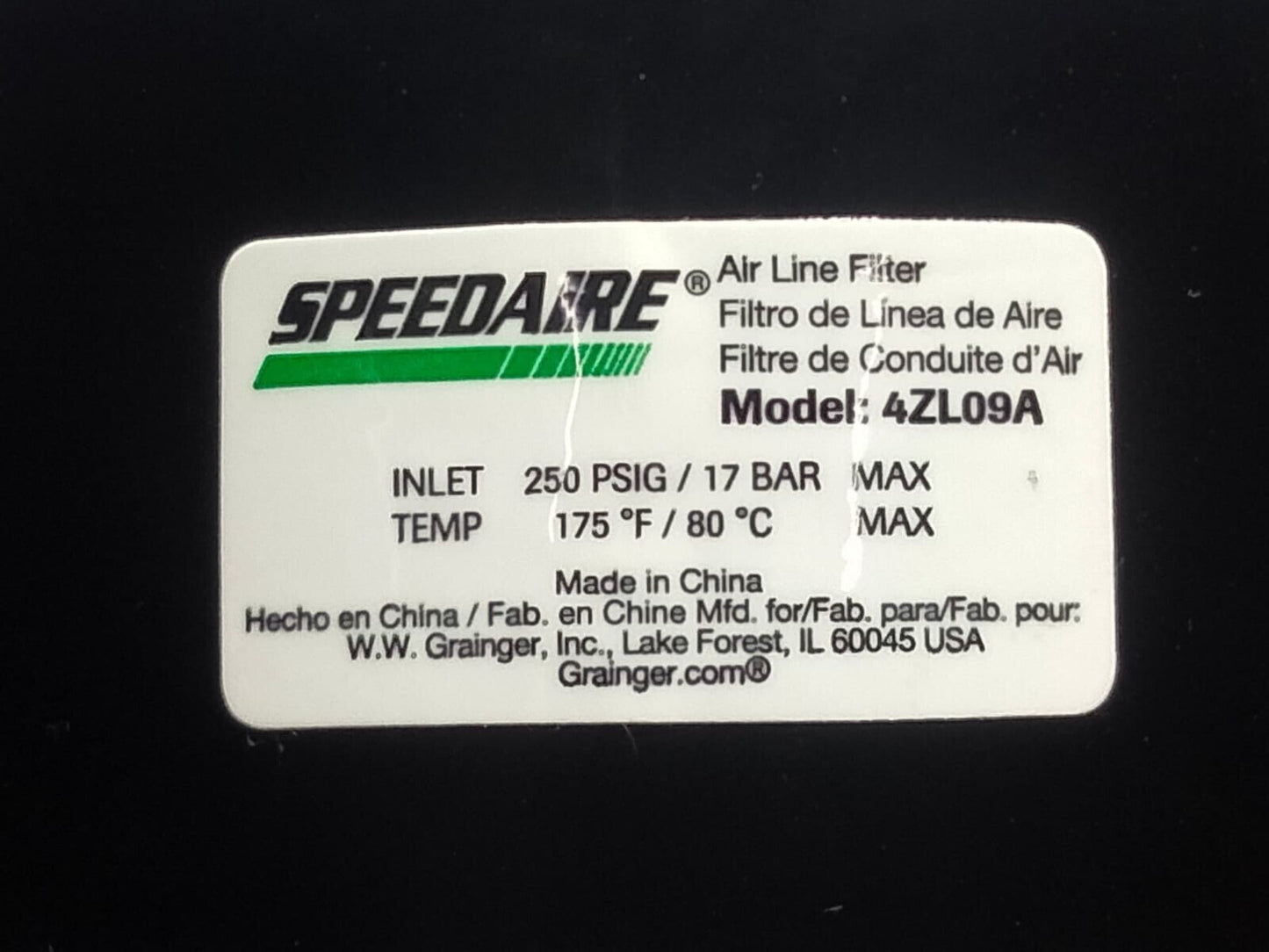 Speedair 4ZL99 Filter/Regulator/Lubricator 5 To 150 PSI 4ZL09A 4ZM09A 4ZL58A