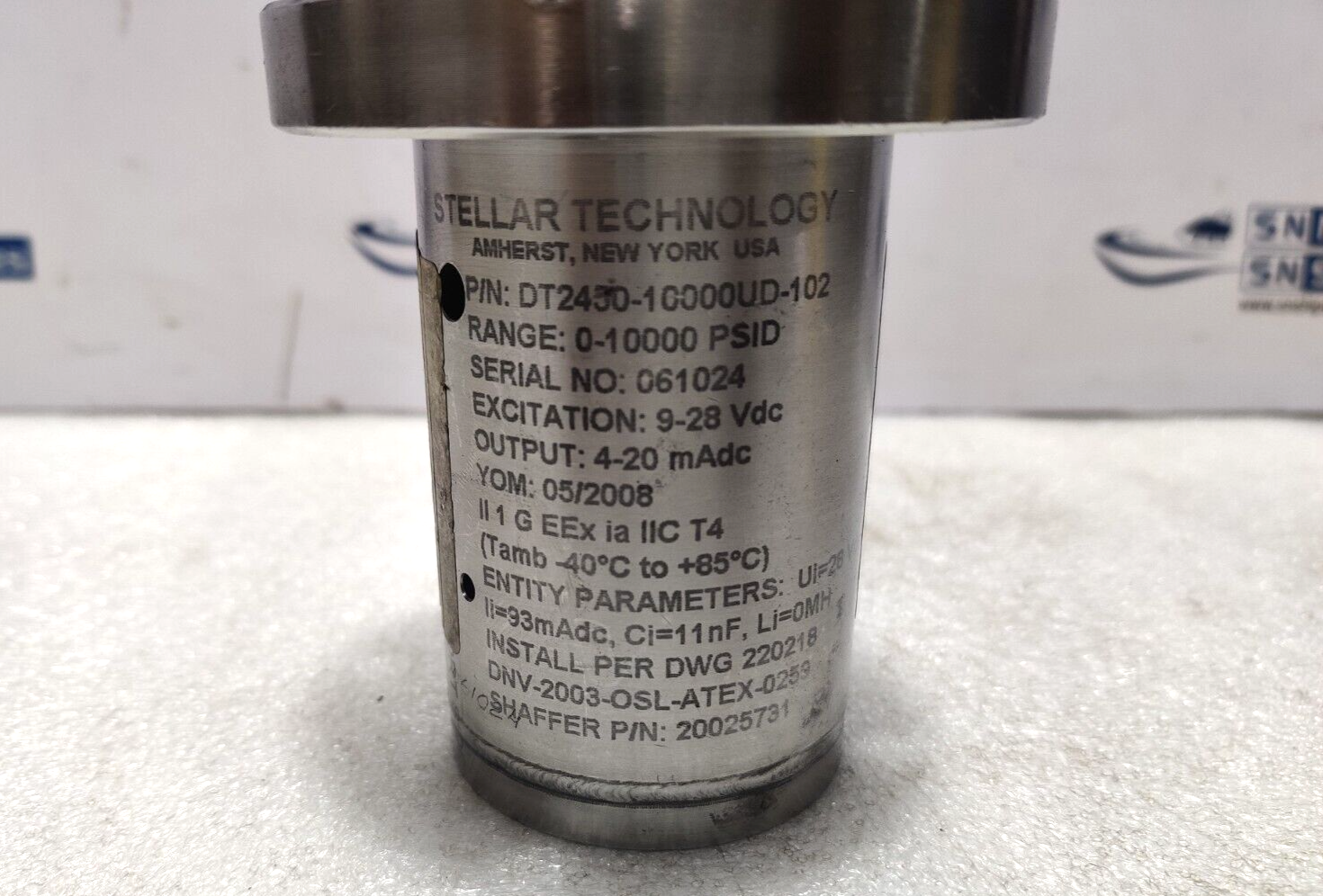 Stellar DT2450-10000UD-102 Pressure Transducer 0-10000Psid 9-28Vdc 4-20mAdc