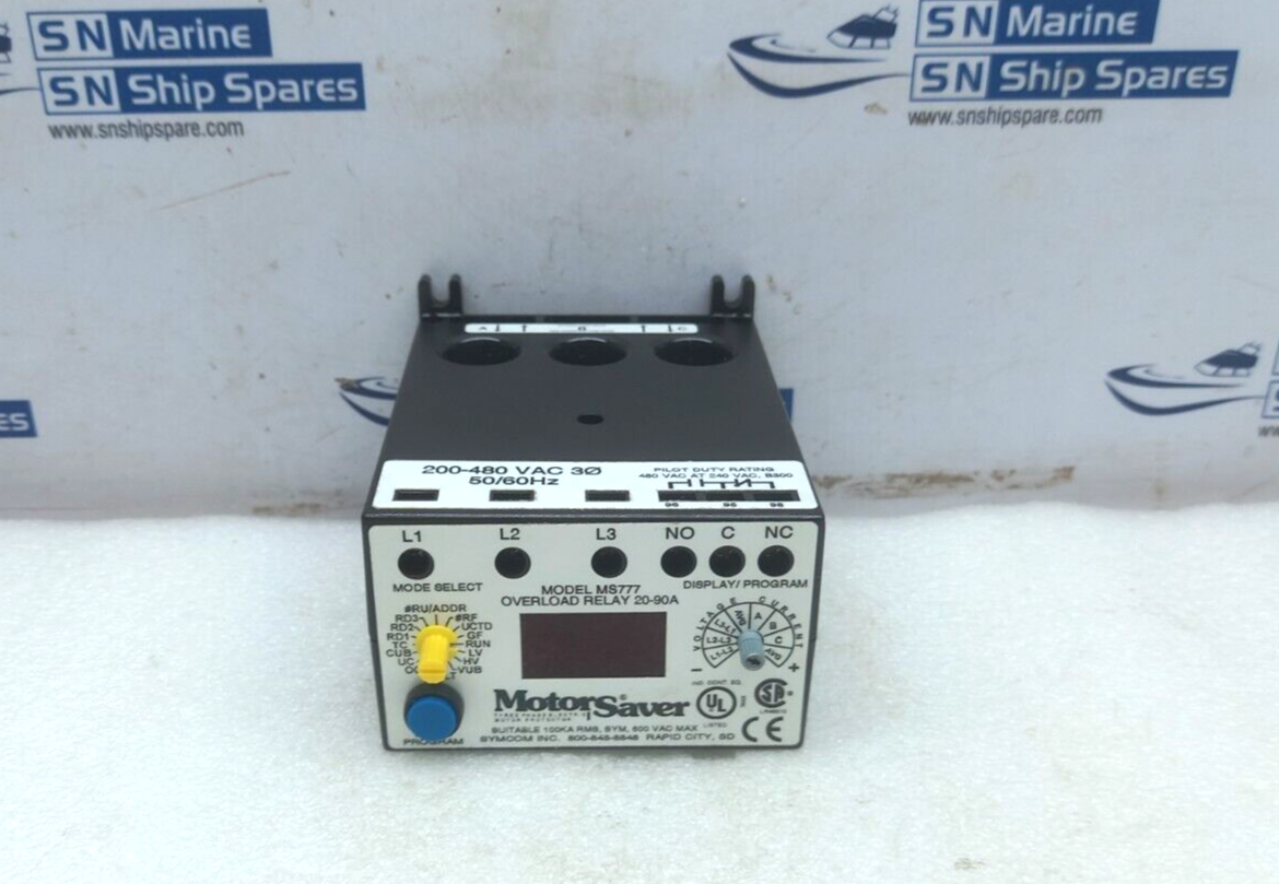 Syncom Model: MS777 Overload Relay 20-90A 200-480VAC 50/60Hz 918-31-06