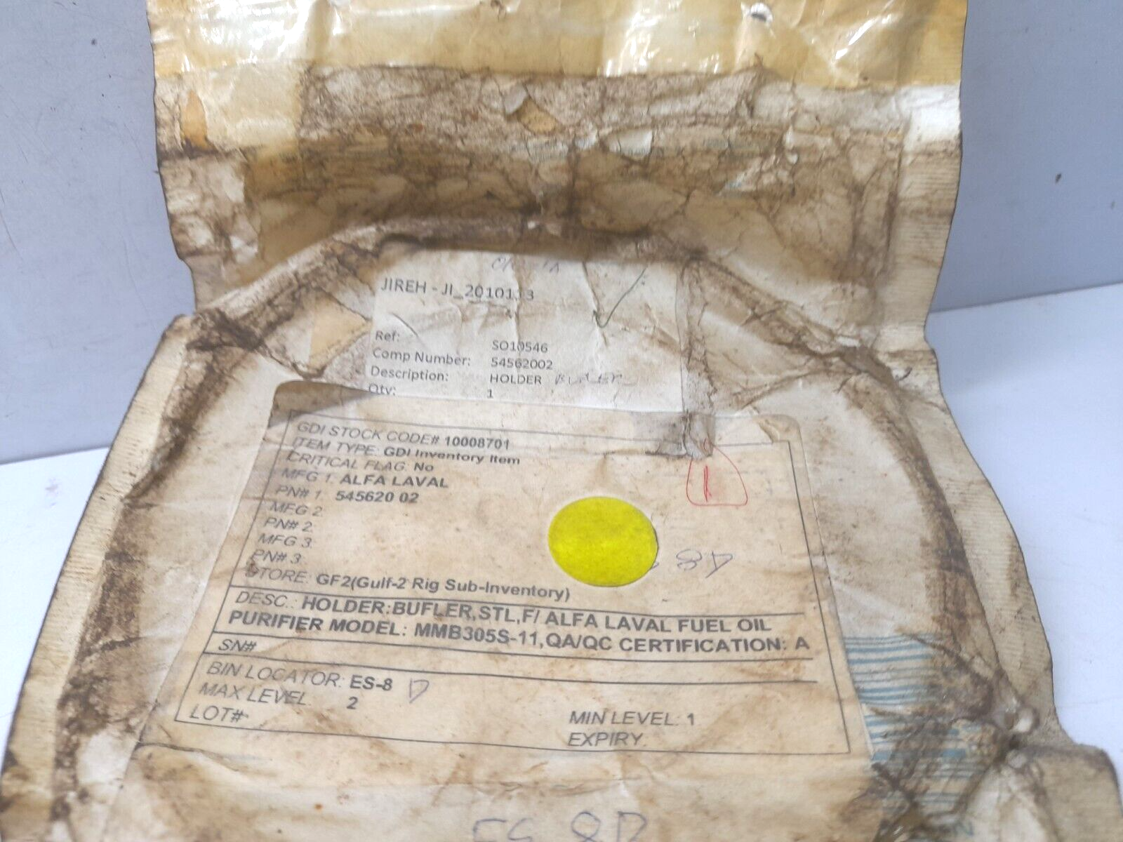 Alfa Laval 54562002 Bufler Holder STL For Alfa Laval Purifier MMB305S-11