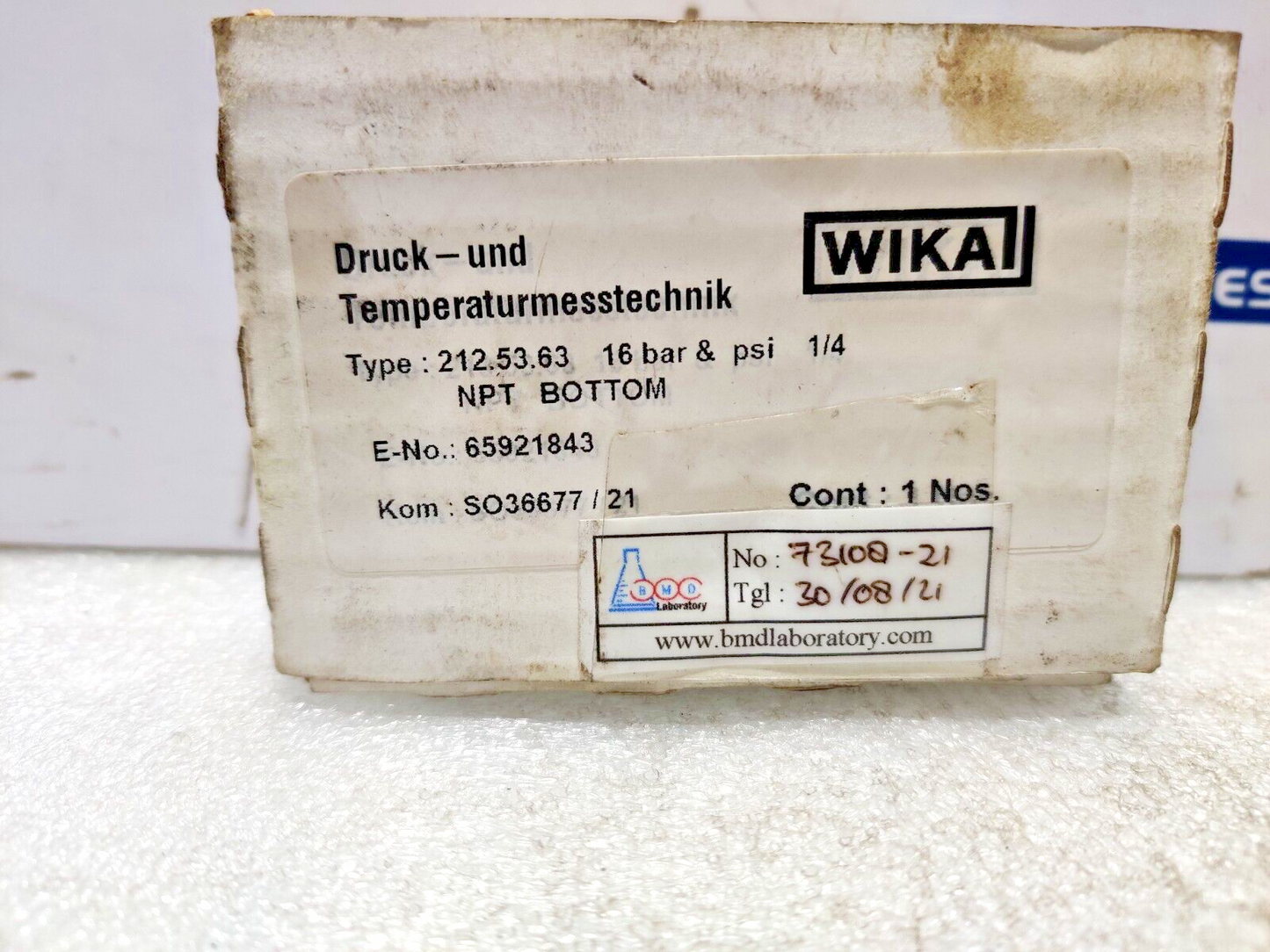 Wikai 212.53.63 Pressure Gauge 0-200Psi 16Bar 1/4 NPT Marsh J765P