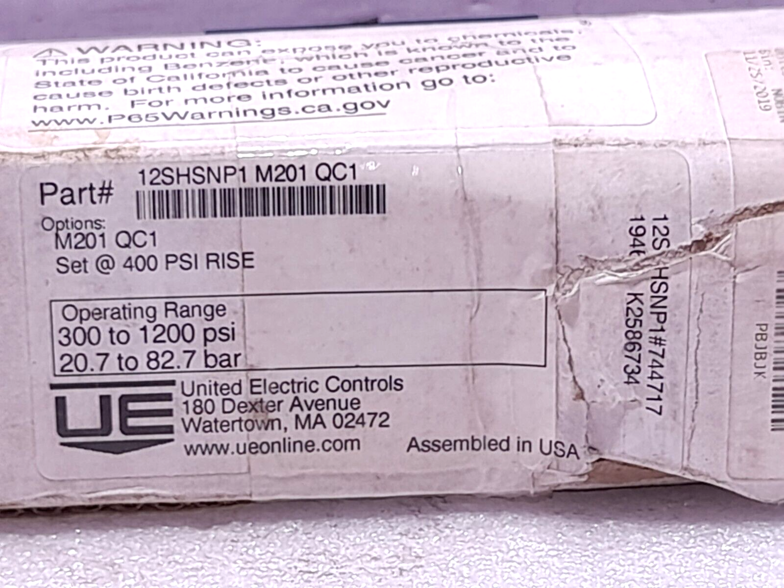 United Electric 12SHSNP1 M201 QC1 Pressure Switch Dual Seal 12 Series 12SHSNP1