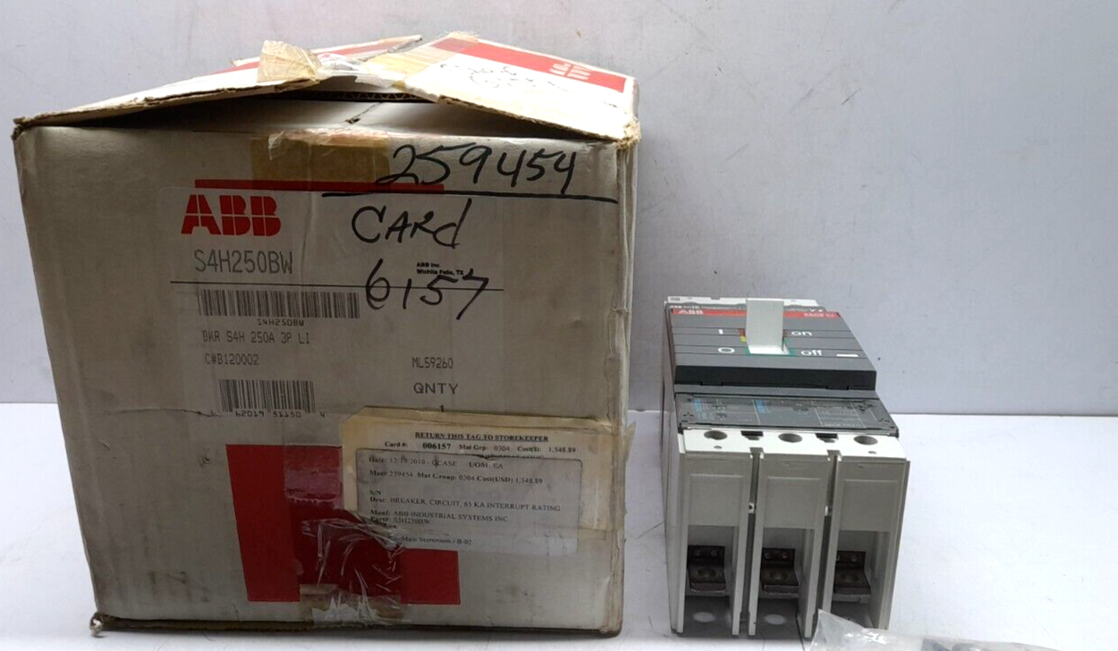 ABB SACE S4 S4H250BW Circuit Breaker S4H In = 250A SACE PR211