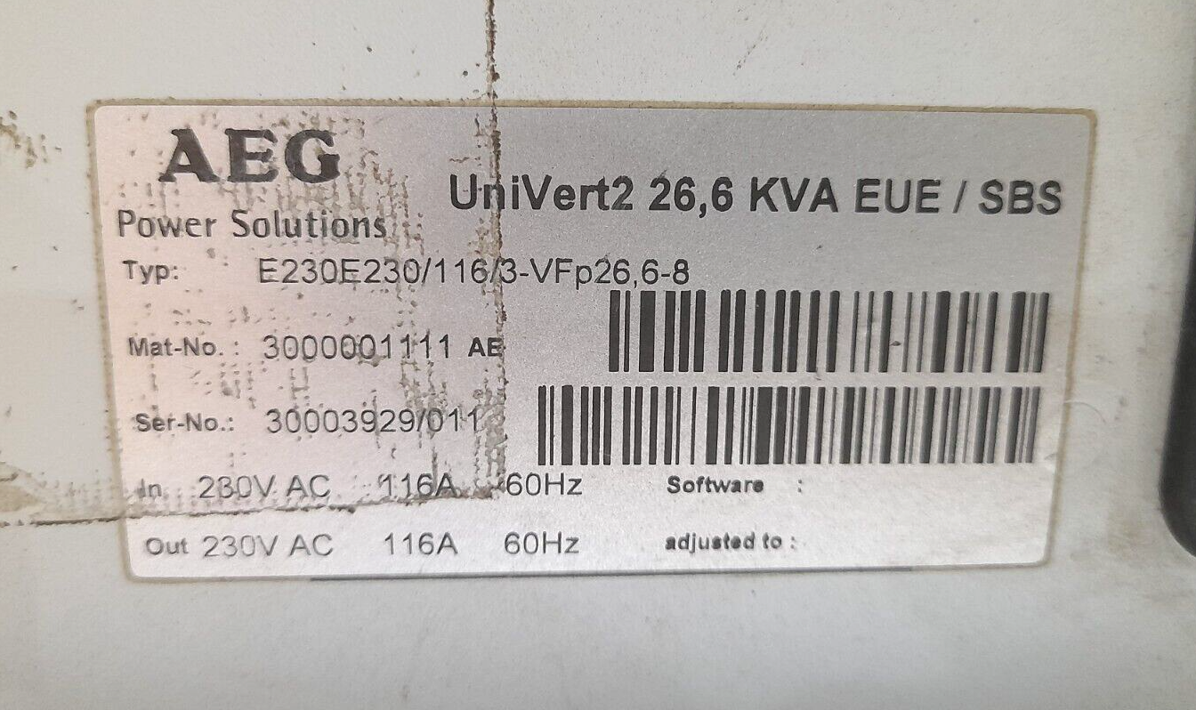 AEG UniVert 2 Inverter UniVert2 26,6 KVA EUE / SBS E230E230/116/3-VFp26,6-8