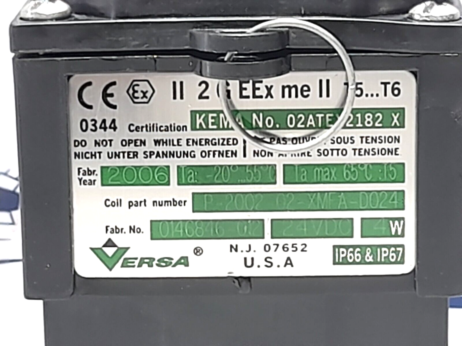 Versa ESM-3011-34-316-XMFA-D024 Solenoid Valve P-2002-02-XMFA-D024 Coil 24VDC