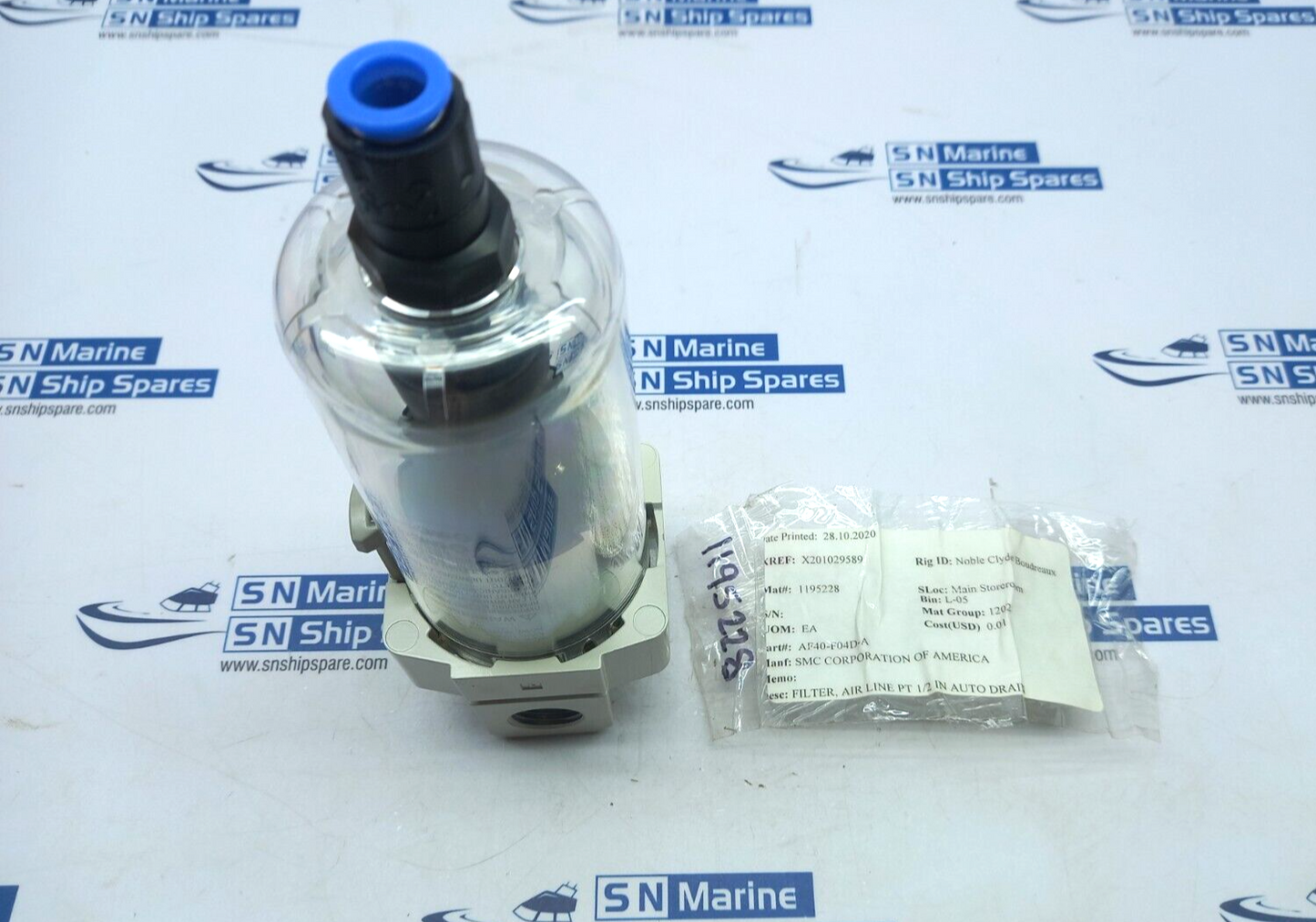 SMC AF40-F04D-A Air Line Filter 1/2 In Auto Drain 1.0MPa 60C