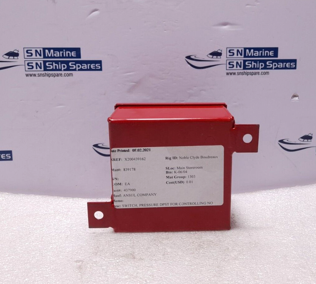 Tyco 437900 Pneumatic Switch 305.209.009 Ansul 437900 Pressure Switch DPST