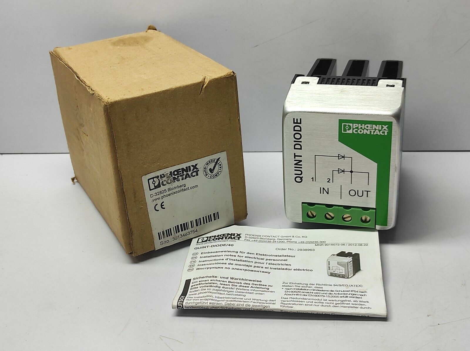 Phoenix Contact Quint-Diode/40 Quint Diode 29 38 96 3 Input 24VDC Max 30VDC