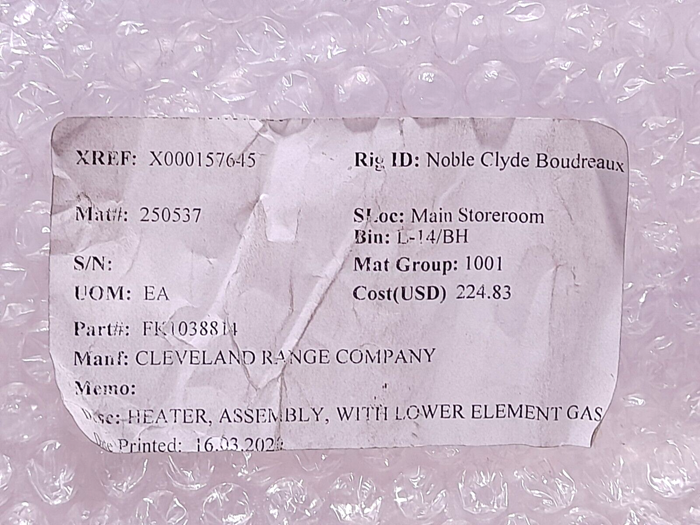 Watlow 2-47-62-6 Firebar 480V 8000W Manitowoc 1038814 Cleveland FK1038814 Heater