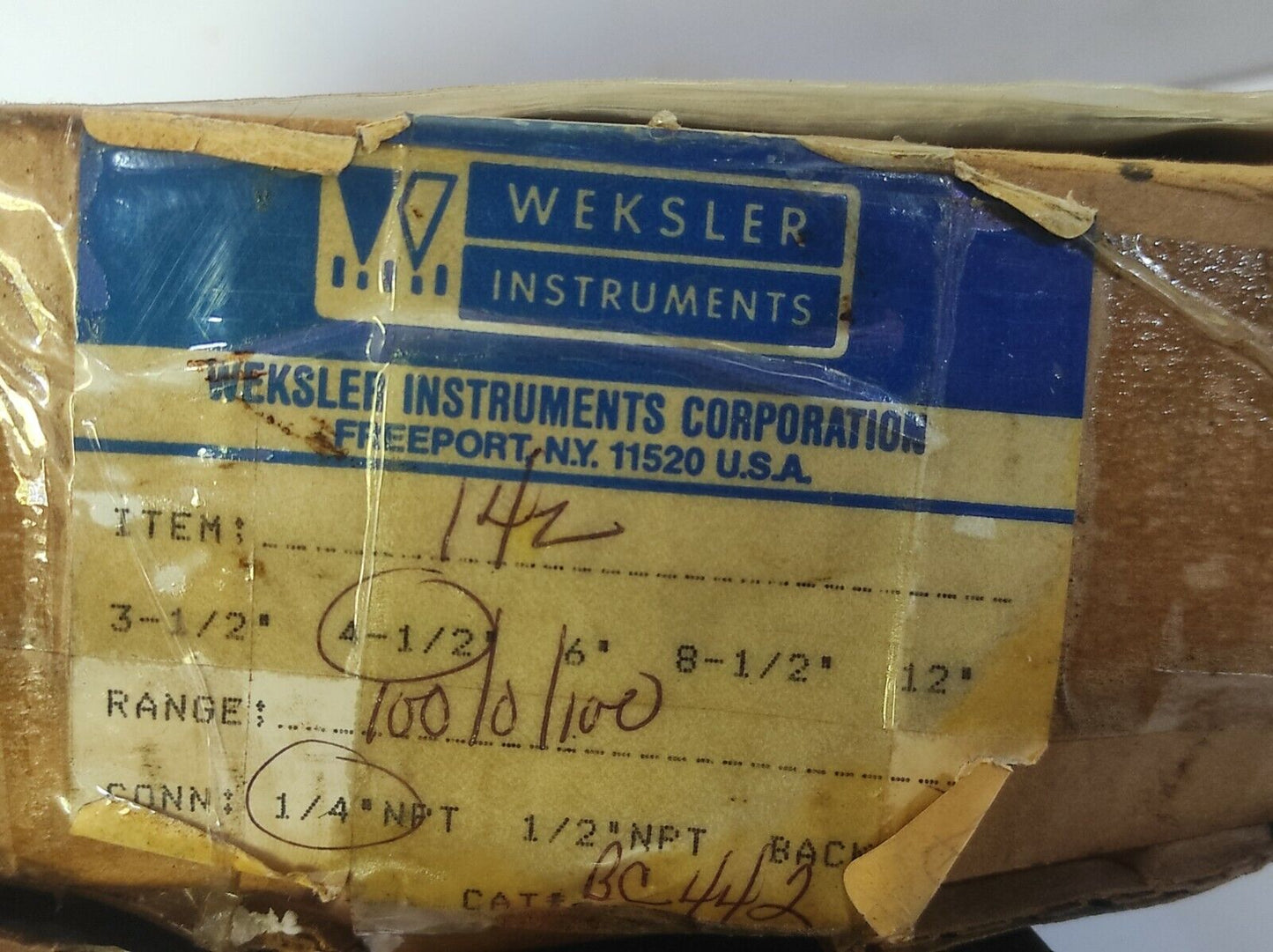 Weksler GP2-105-3DIFF BC4 Differential Pressure Gauge 100-0-100 PSID